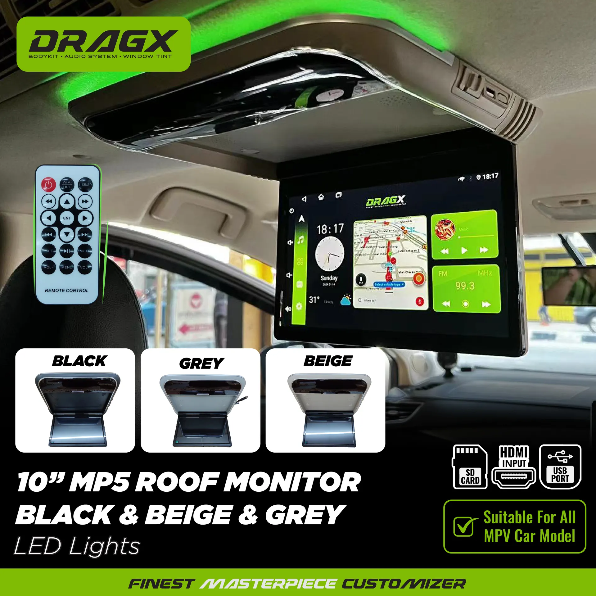 10" MP5 Roof Monitor Black & Beige & Grey 