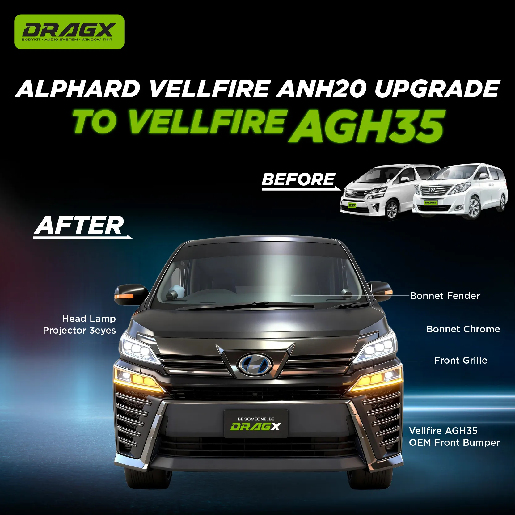  ANH20 → AGH35 Conversion Kit 1 – Front Bumper Upgrade