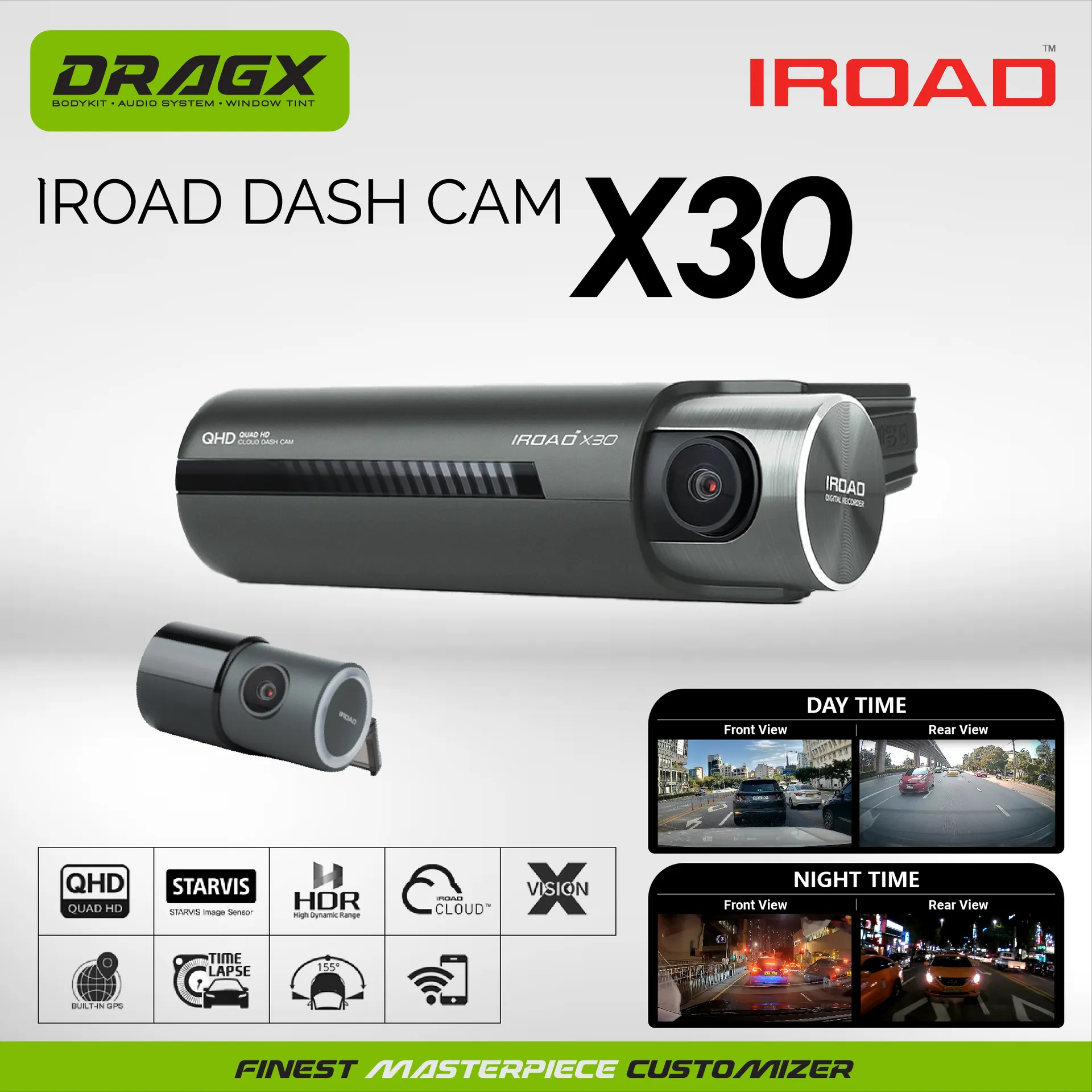 IROADX30 2-channel cloud dash cam QHD-FHD-FHD 3CH Sony Starvis Real HDR