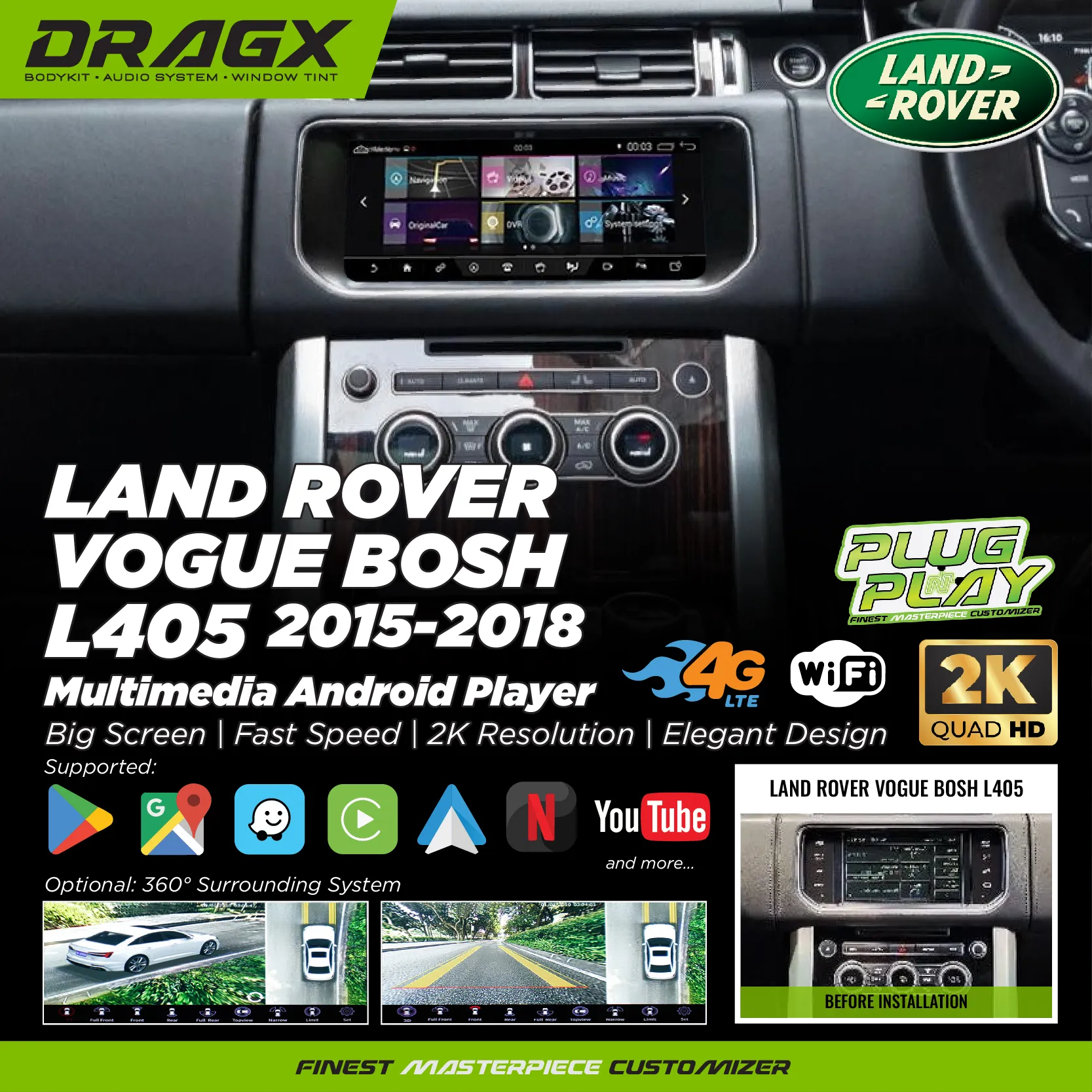 Land Rover Vogue Bosh L405 2015-2018 Multimedia Android Player
