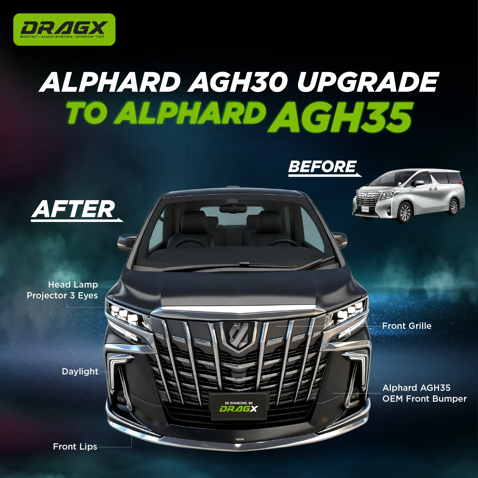   ALPHARD AGH30 → AGH35 UPGRADE Kit 3 - Front Lips
