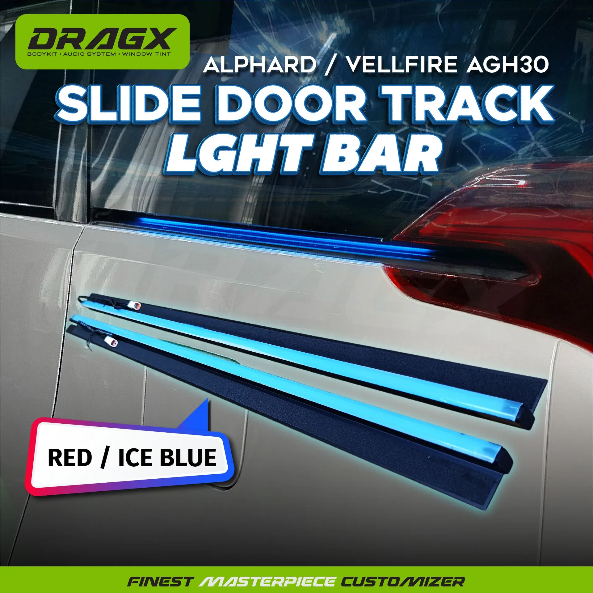 SLIDE DOOR TRACK LIGHT BAR RED/BLUE ALPHARD VELLFIRE AGH30 