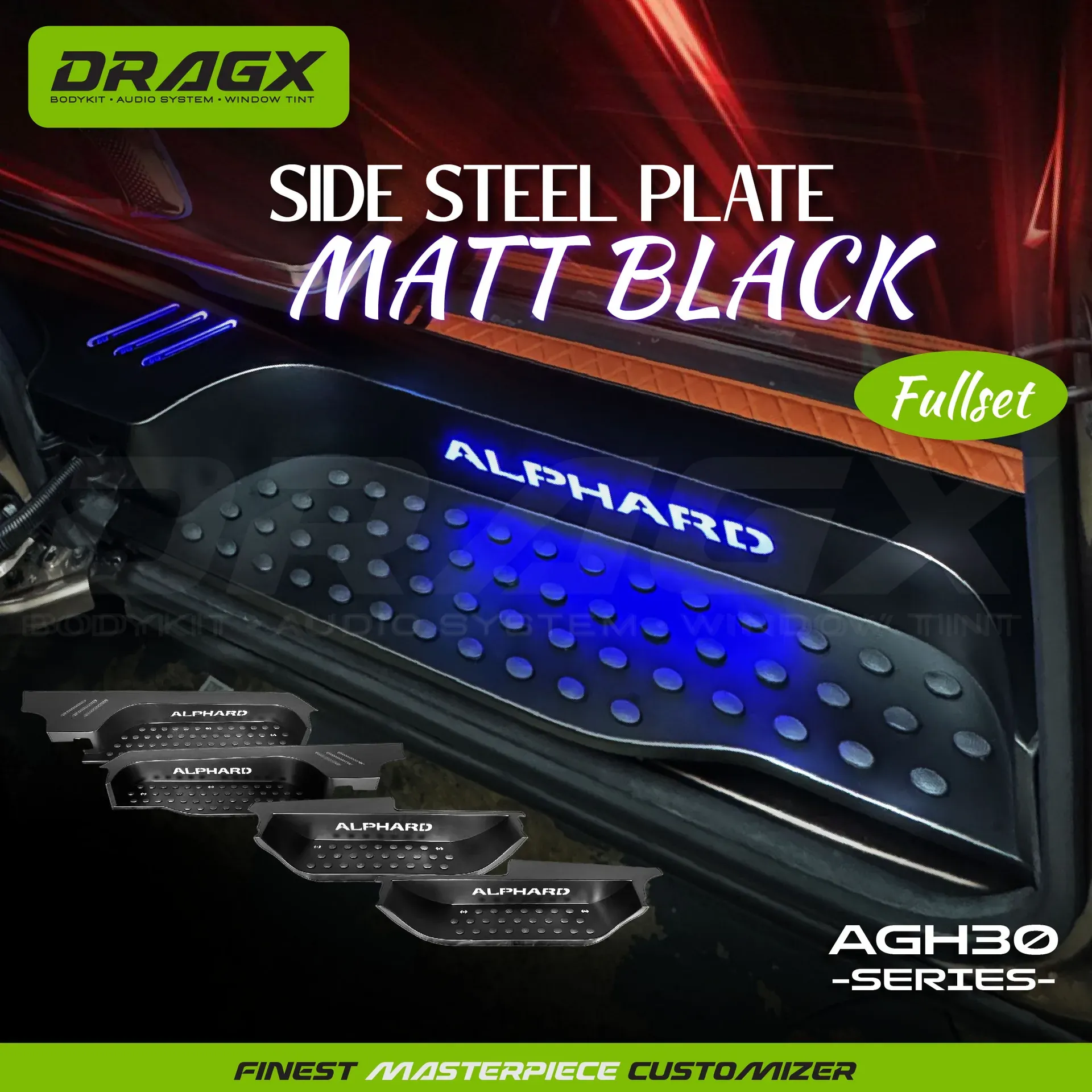SIDE STEEL PLATE FULLSET MATT BLACK ALPHARD AGH30