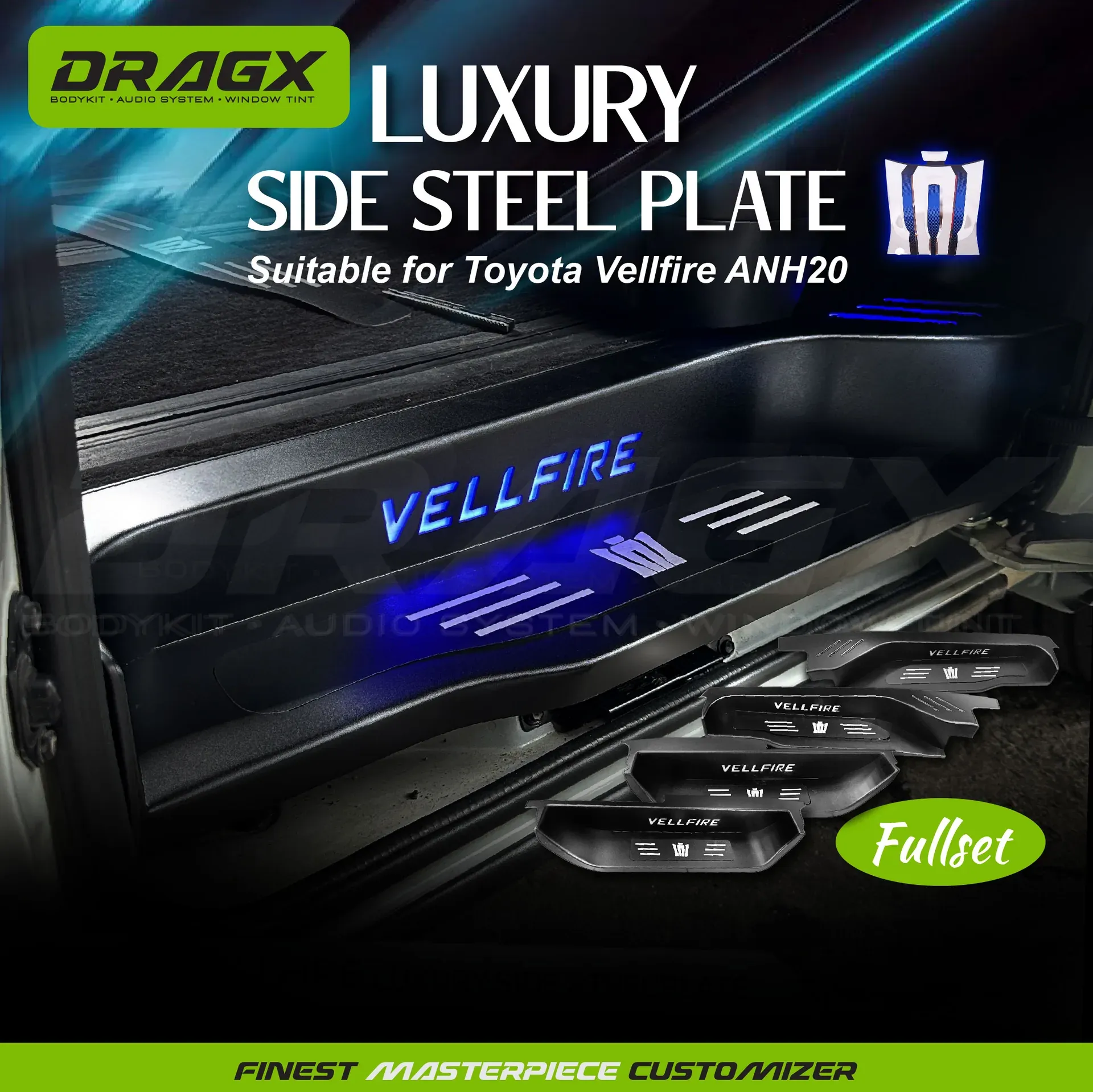 LUXURY SIDE STEEL PLATE FULLSET VELLFIRE ANH20