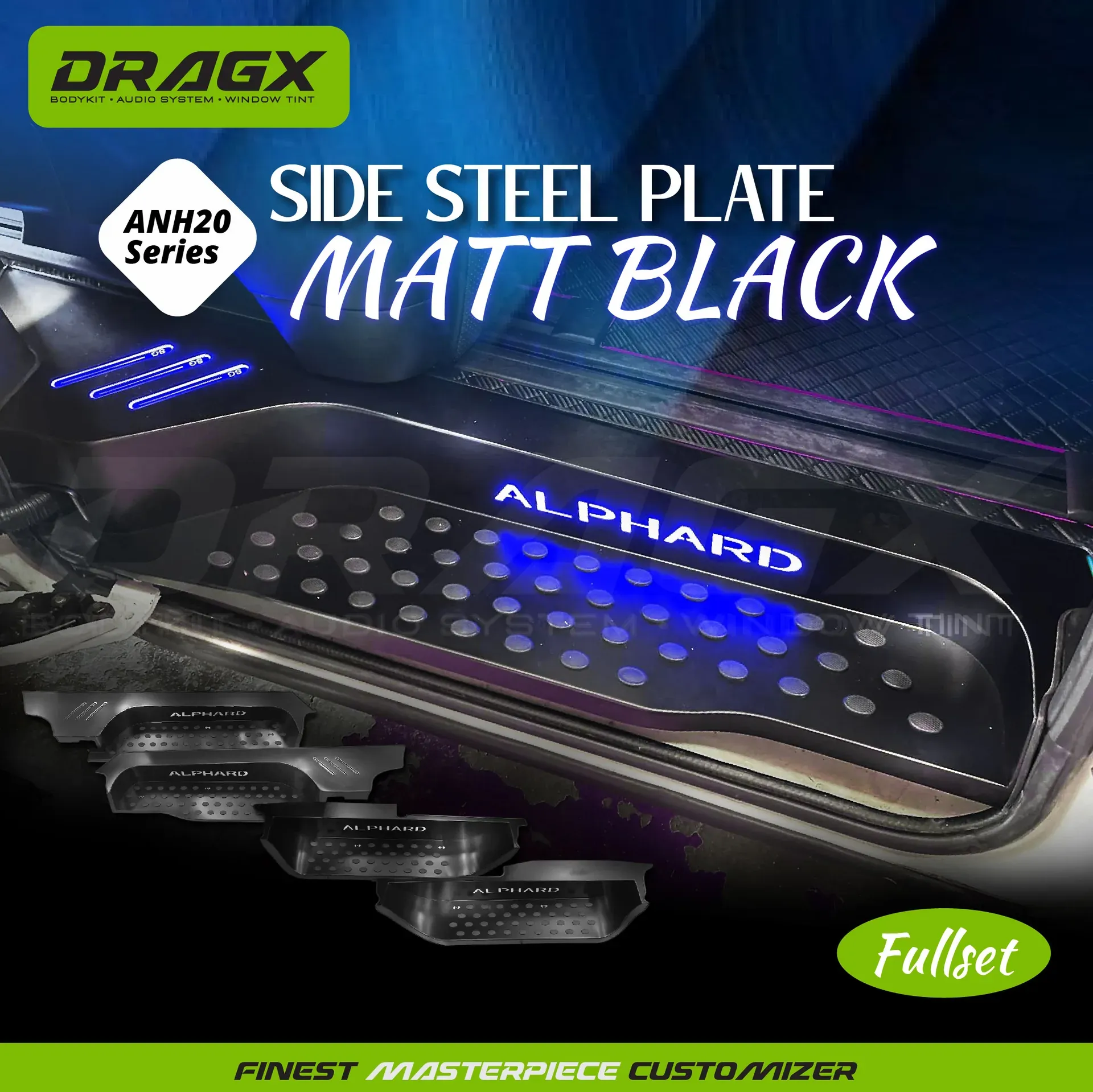 SIDE STEP FULLSET MATT BLACK ALPHARD ANH20