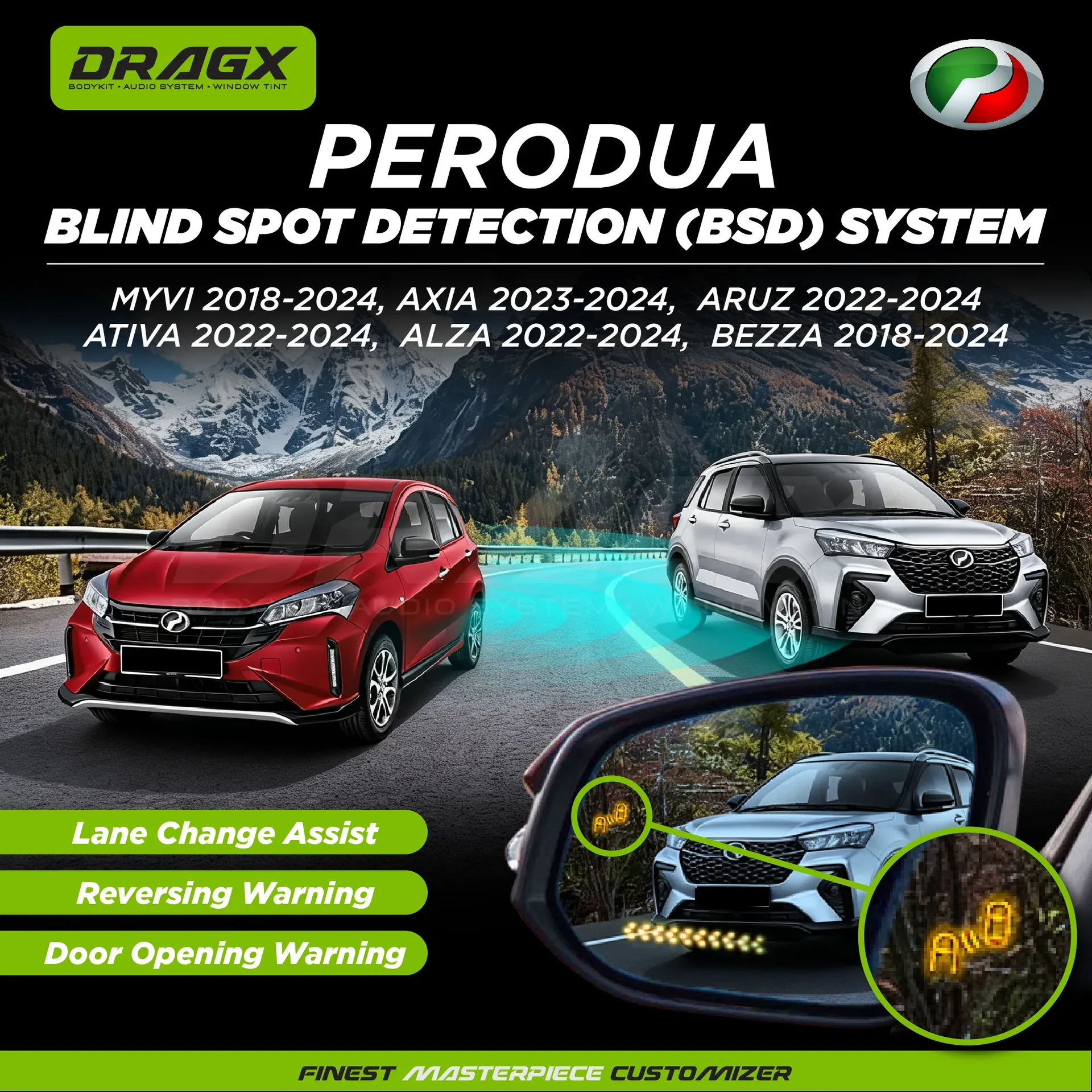 BLIND SPOT DETECTION SYSTEM (BSM) | MYVI ATIVA AXIA ALZA BEZZA ARUZ