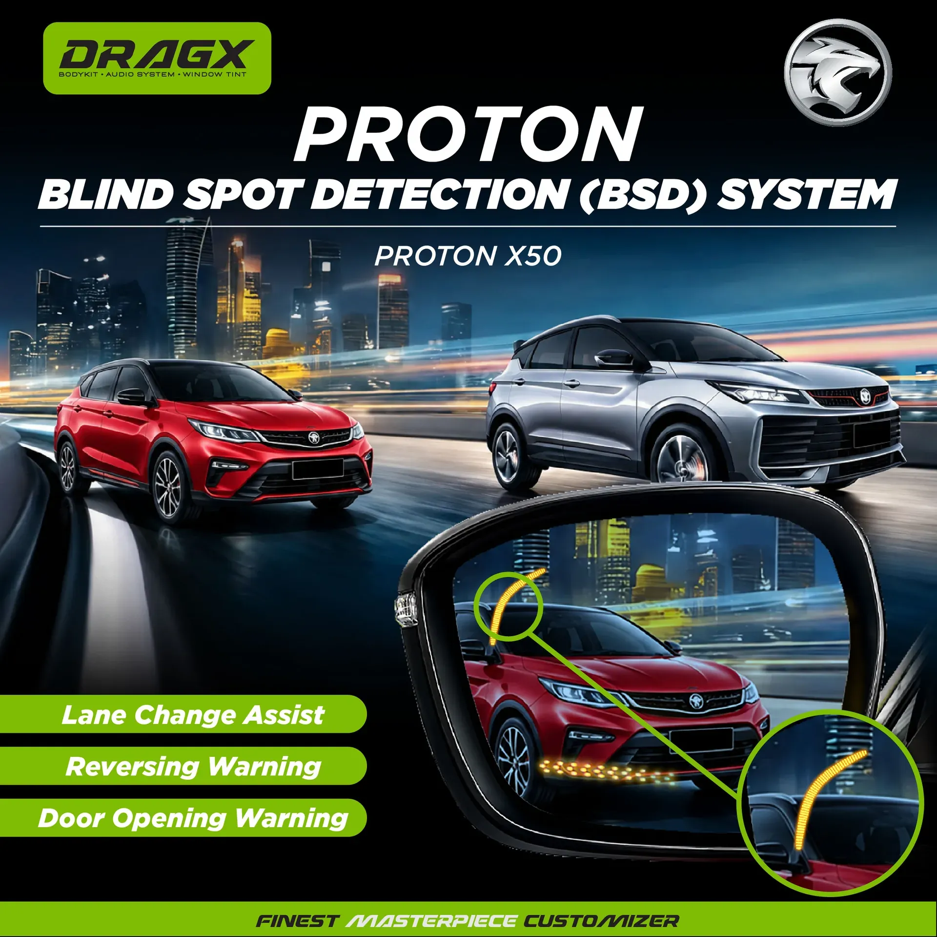 BLIND SPOT DETECTION SYSTEM (BSM) | PROTON X50