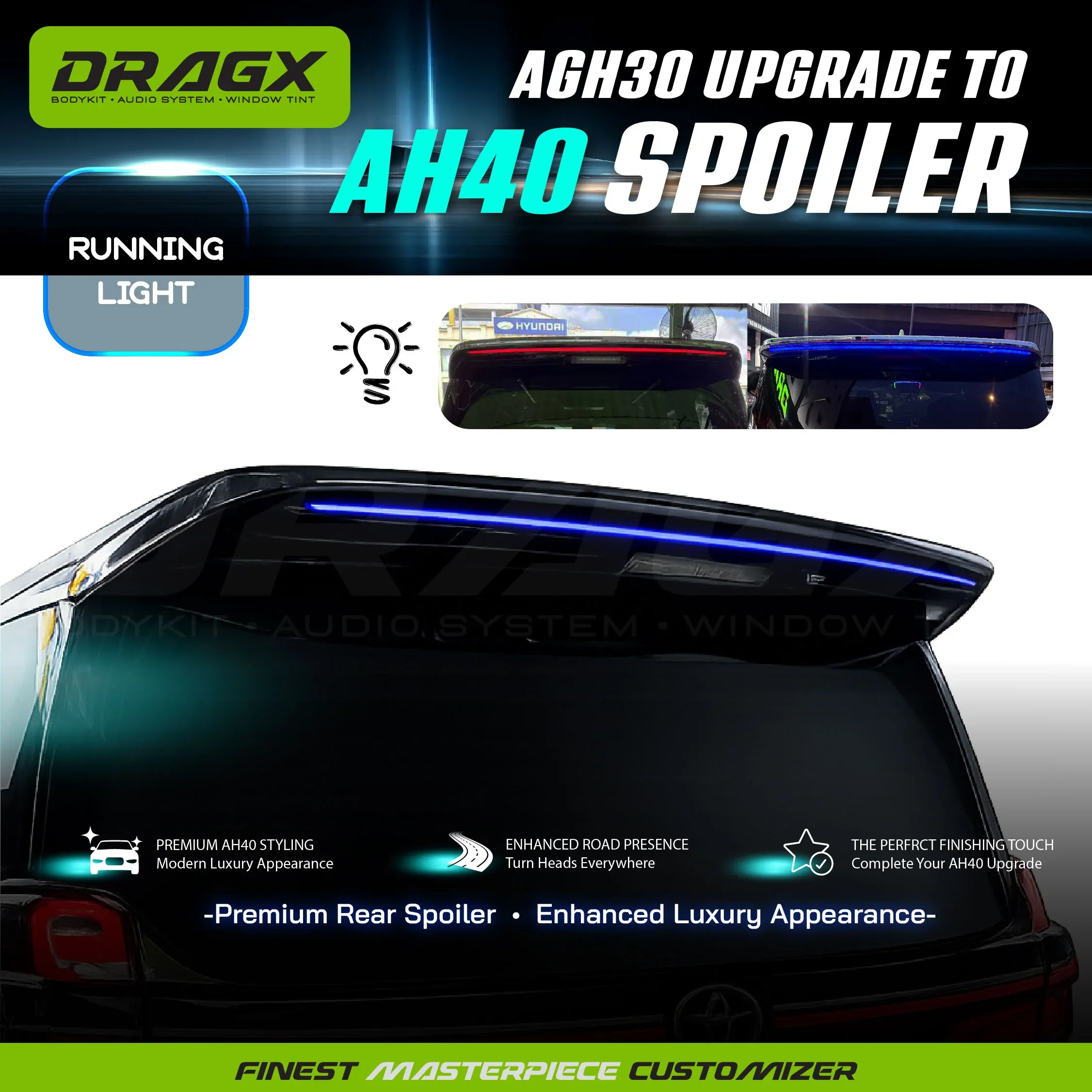 SPOILER WITH LED LIGHT AGH30 TO AH40