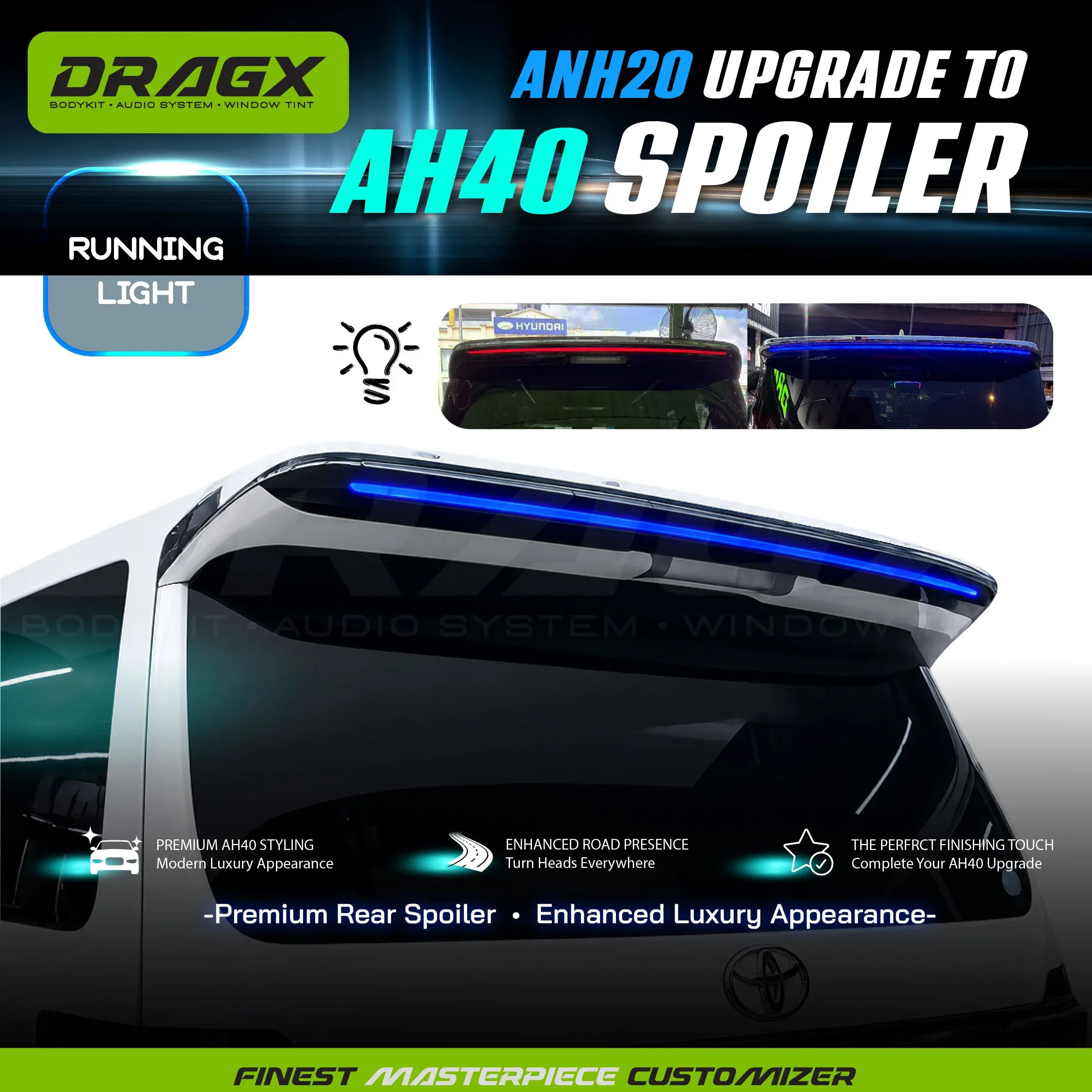SPOILER WITH LED LIGHT ANH20 TO AH40