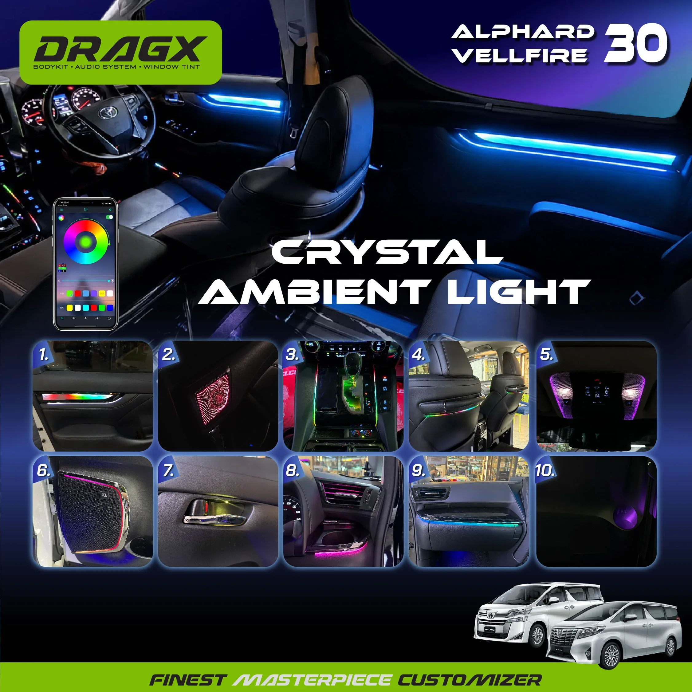 AMBIENT LIGHT CYSTAL TOYOTA ALPHARD/VELLFIRE AGH30(FULLSET)
