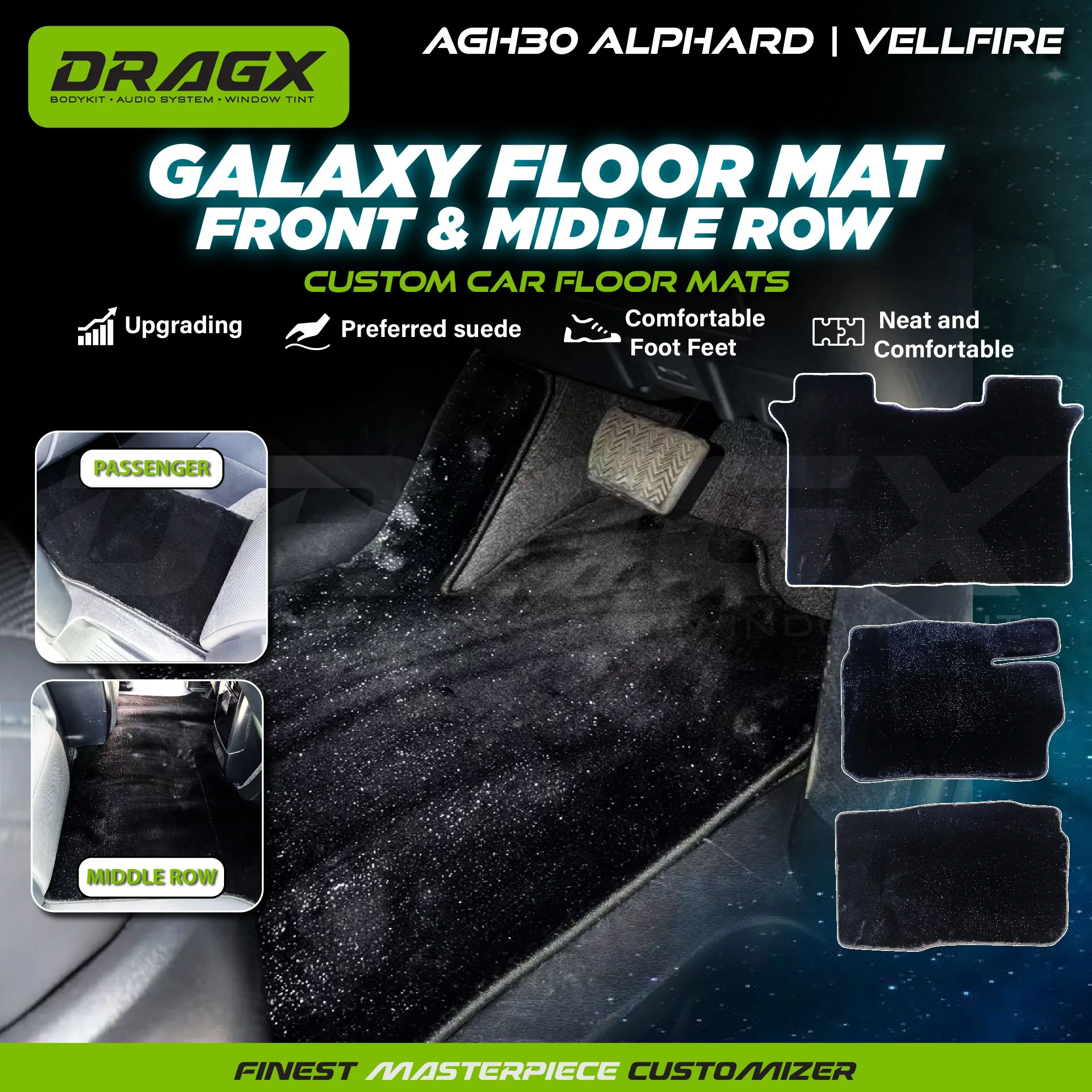 GALAXY FLOOR MAT FRONT & MIDDLE ROW AGH30 TOYOTA ALPHARD / VELLFIRE