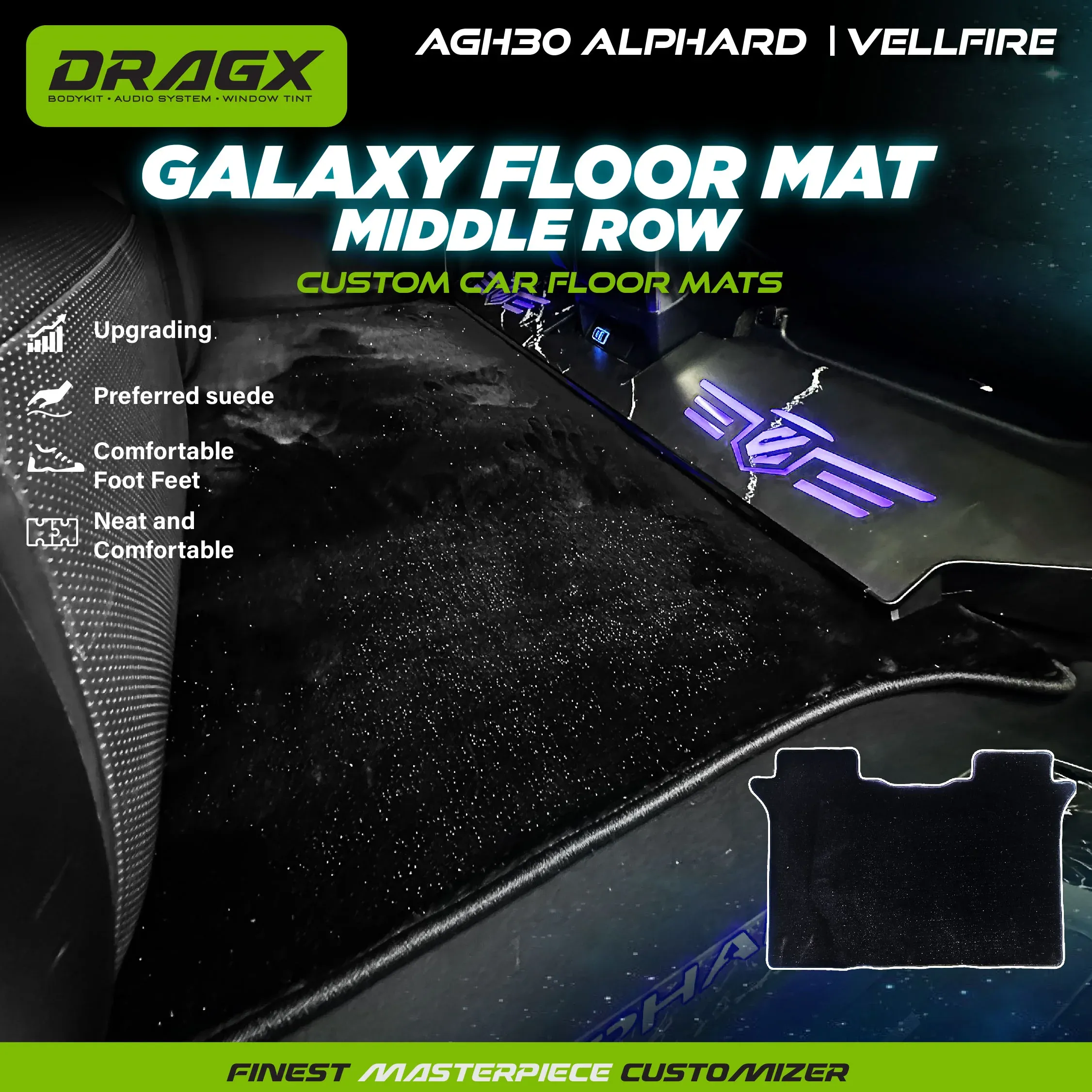 GALAXY FLOOR MAT MIDDLE ROW AGH30 TOYOTA ALPHARD / VELLFIRE 