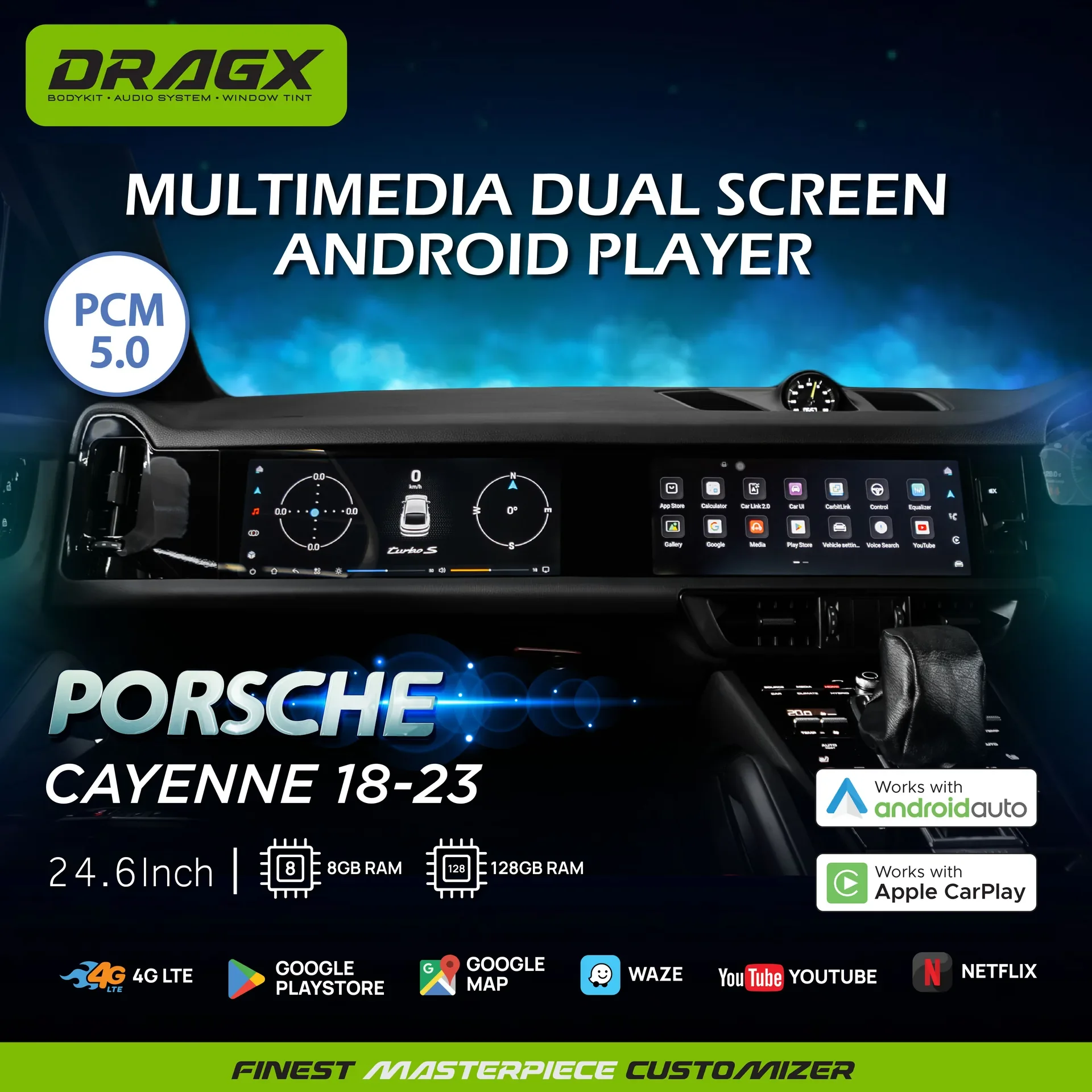 MULTIMEDIA DUAL SCREEN ANDRIOD PLAYER PORSCHE CAYENNE 5.0 (2018-2023)