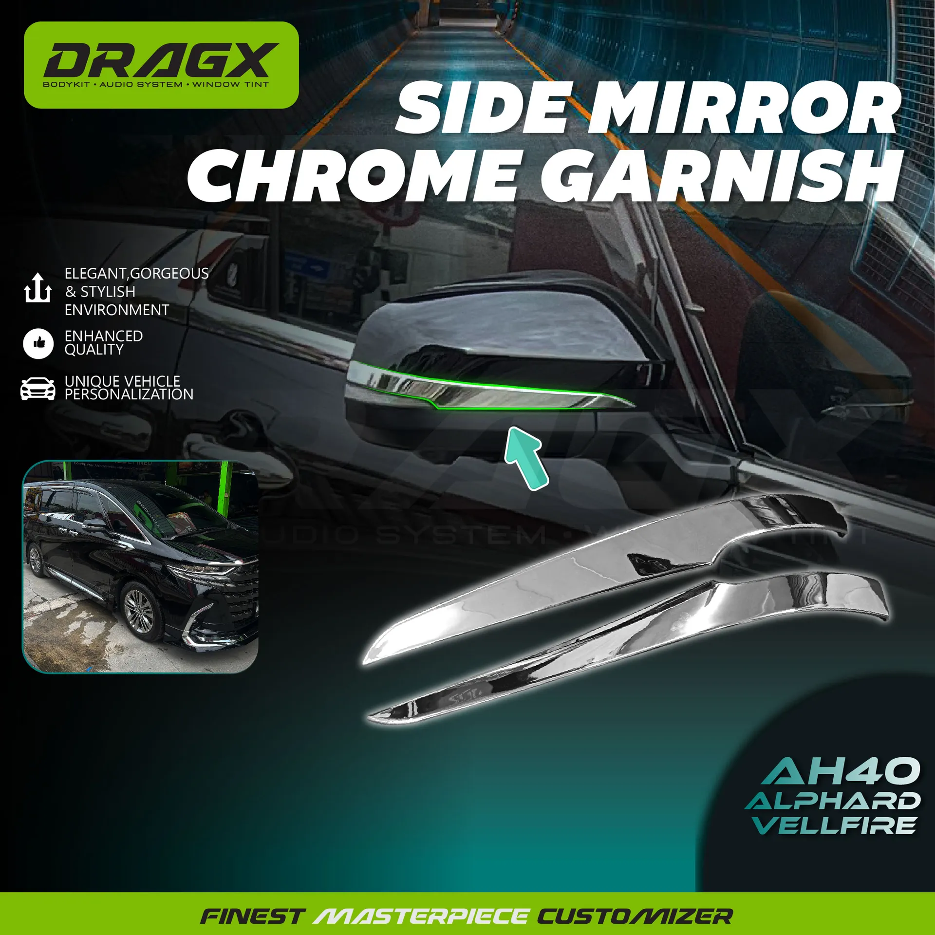 TOYOTA ALPHARD/VELLFIRE AH40 SIDE MIRROR CHROME GARNISH