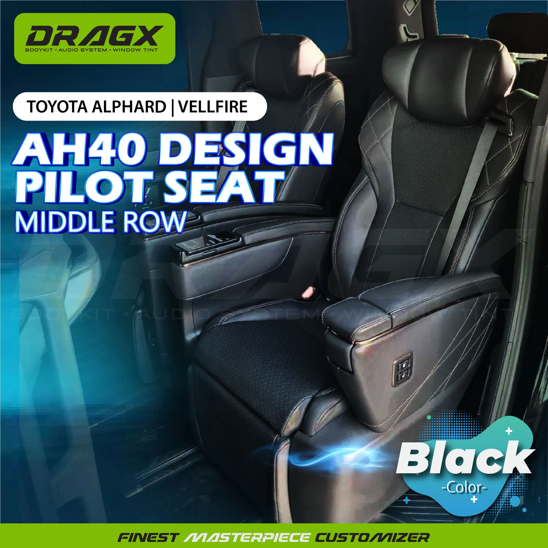 TOYOTA AH40 DESIGN PILOT SEAT 1SET(2) BLACK | ALPHARD VELLFIRE