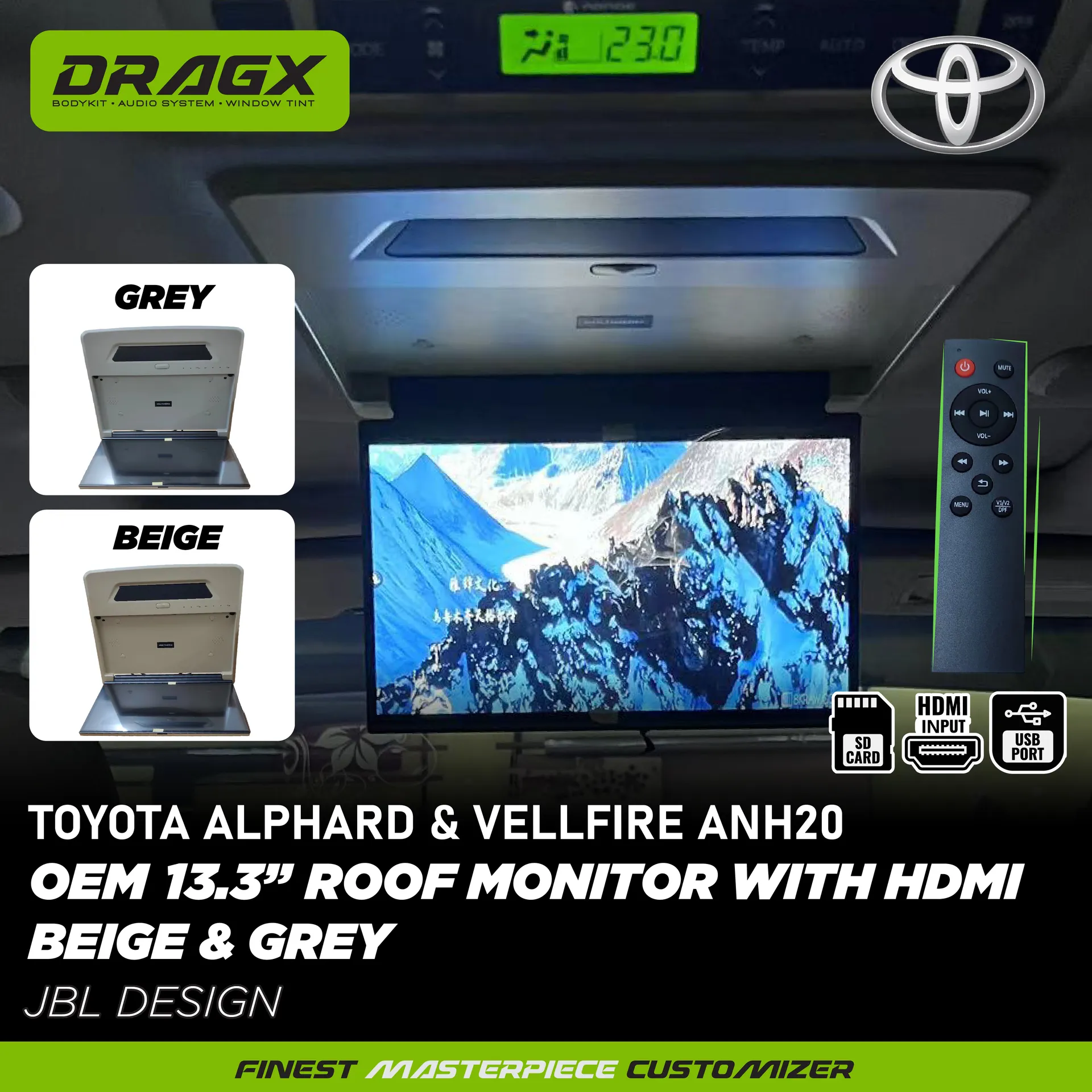 ROOF MONITOR WITH HDMI USB PORT OEM 13'3 ALPHARD VELLFIRE ANH20