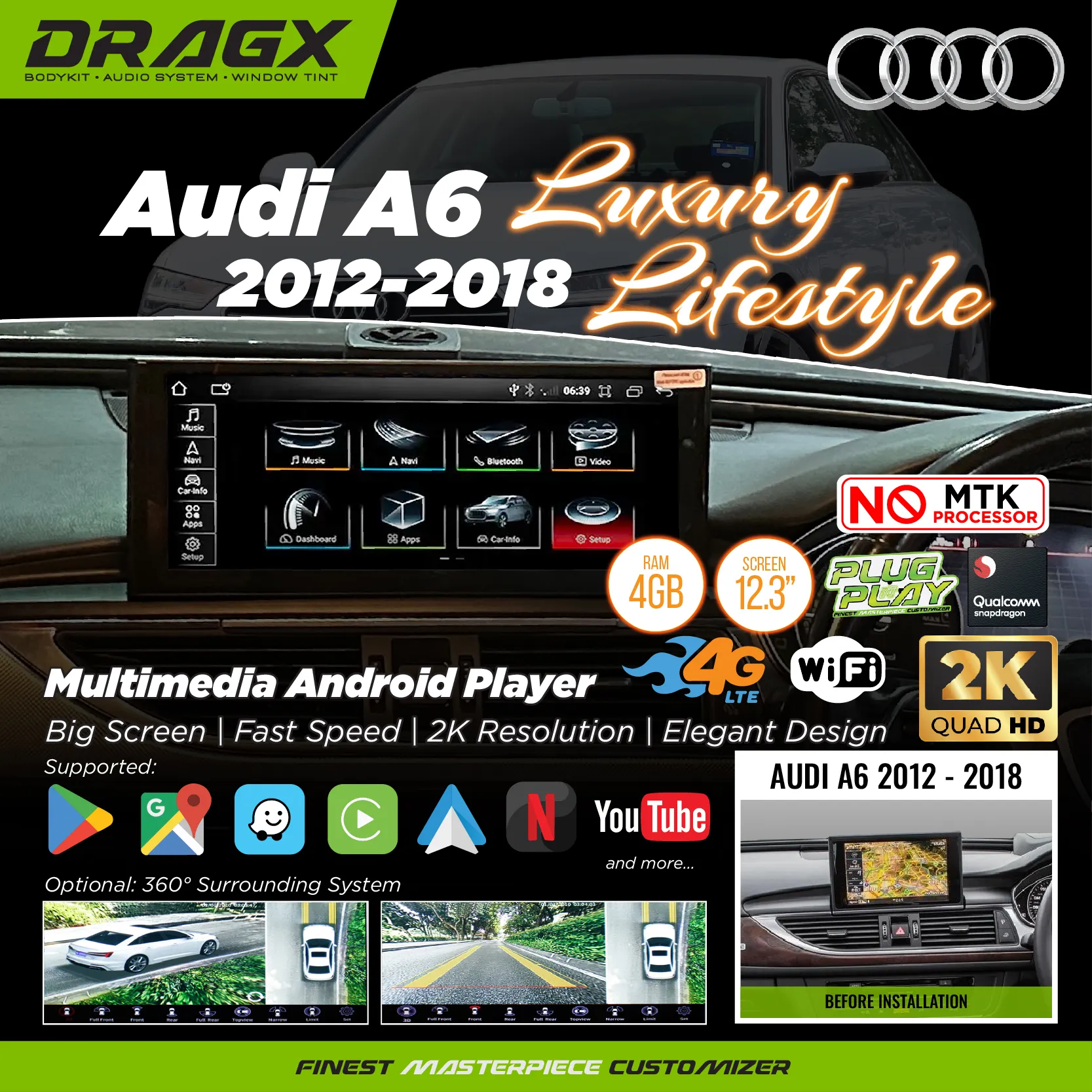 Audi A6 2012-2018 Multimedia Android Player