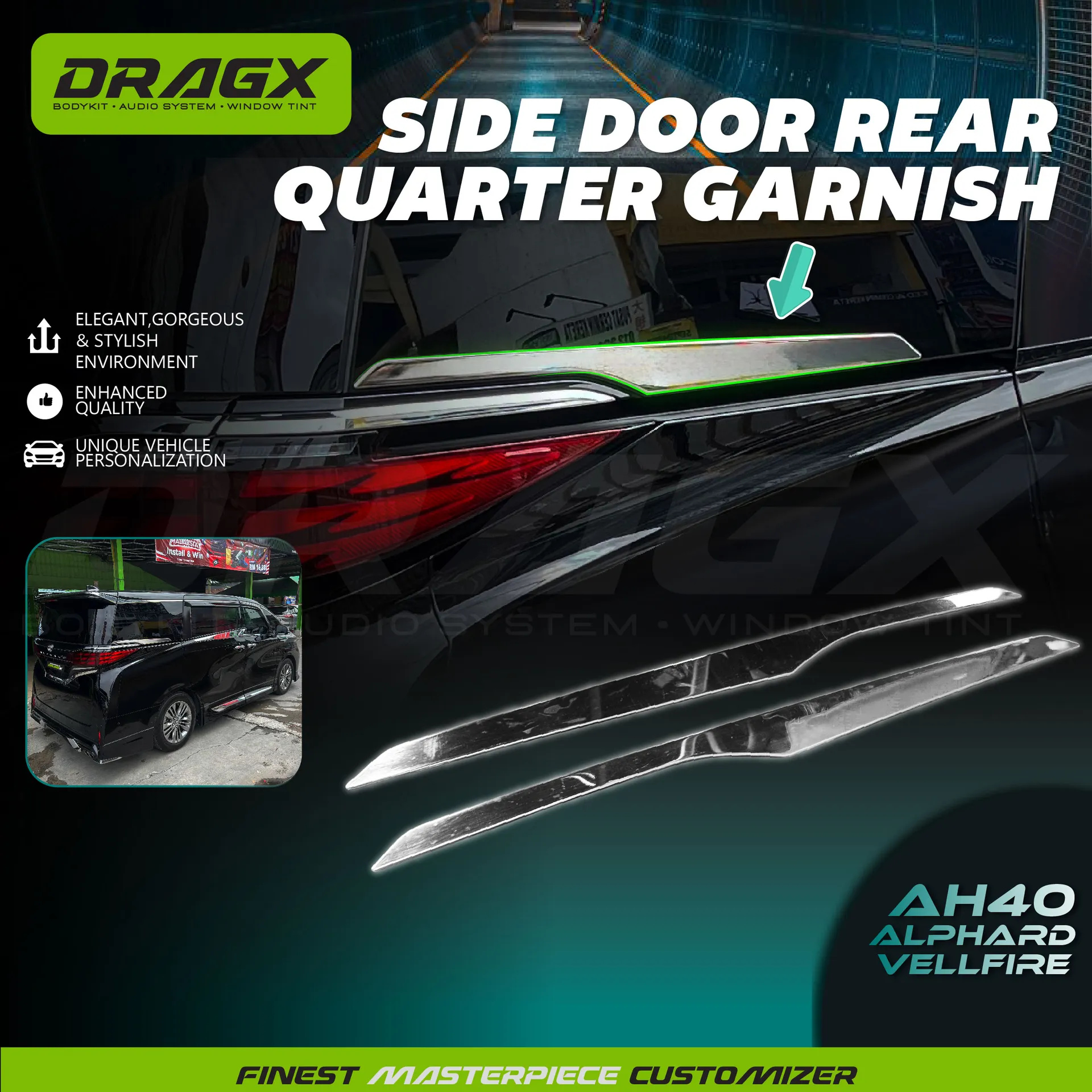 SIDE DOOR REAR QUARTER GARNISH TOYOTA ALPHARD & VELLFIRE AH40 