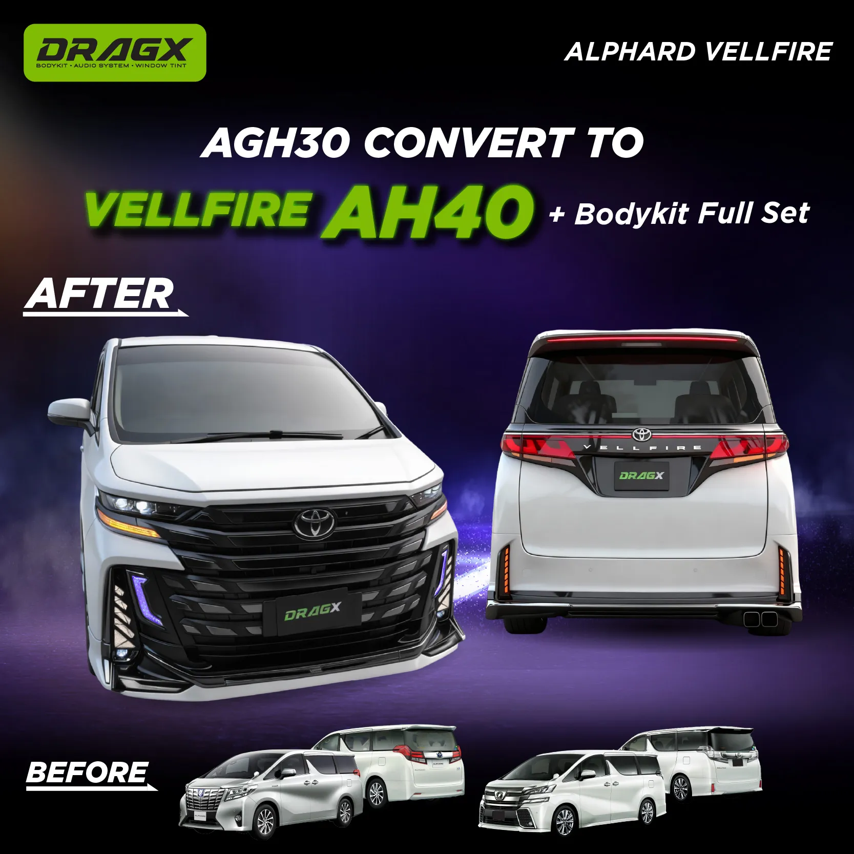    AGH30 → AH40 Conversion Kit 3 - VELLFIRE FACELIFT CONVERSION