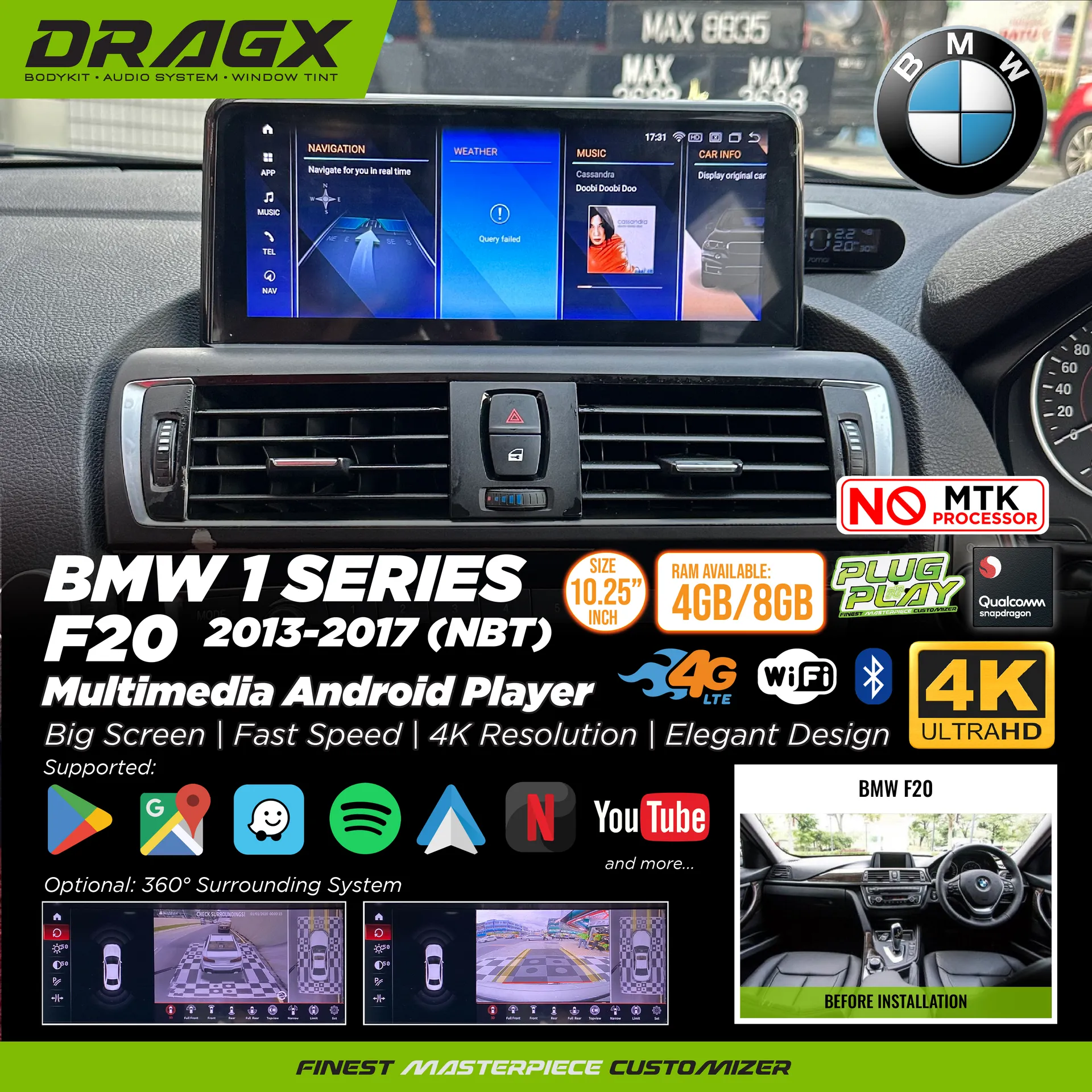 BMW 1 Series F20 2013-2017 (NBT) Multimedia Android Player