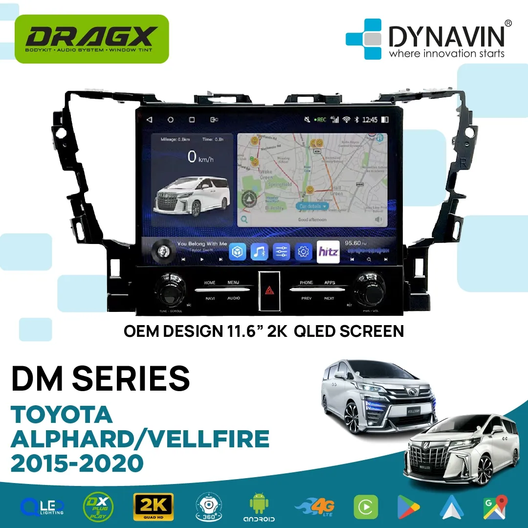 DM SERIES Qualcomm Snapdragon 665 Toyota Alphard Vellfire AGH30 OEM Android Screen 2K QLED