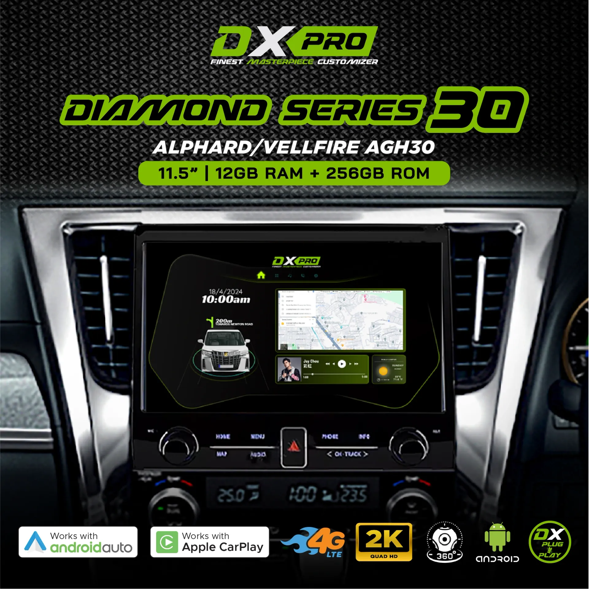  Diamond Series 30 Android Player Toyota Alphard/Vellfire AGH30