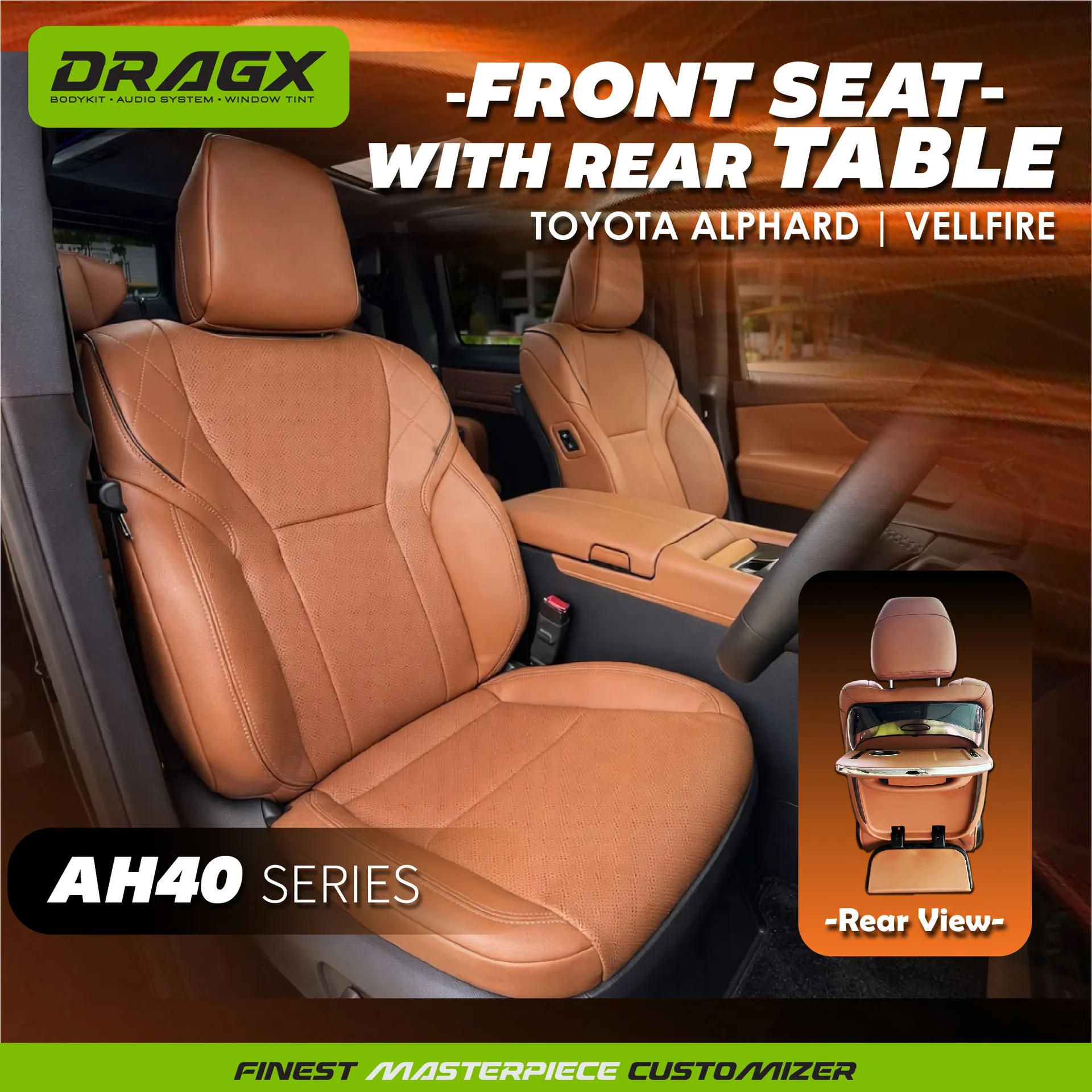 TOYOTA AH40 FRONT SEAT WITH REAR TABLE 1SET(2) BROWN | ALPHARD VELLFIRE
