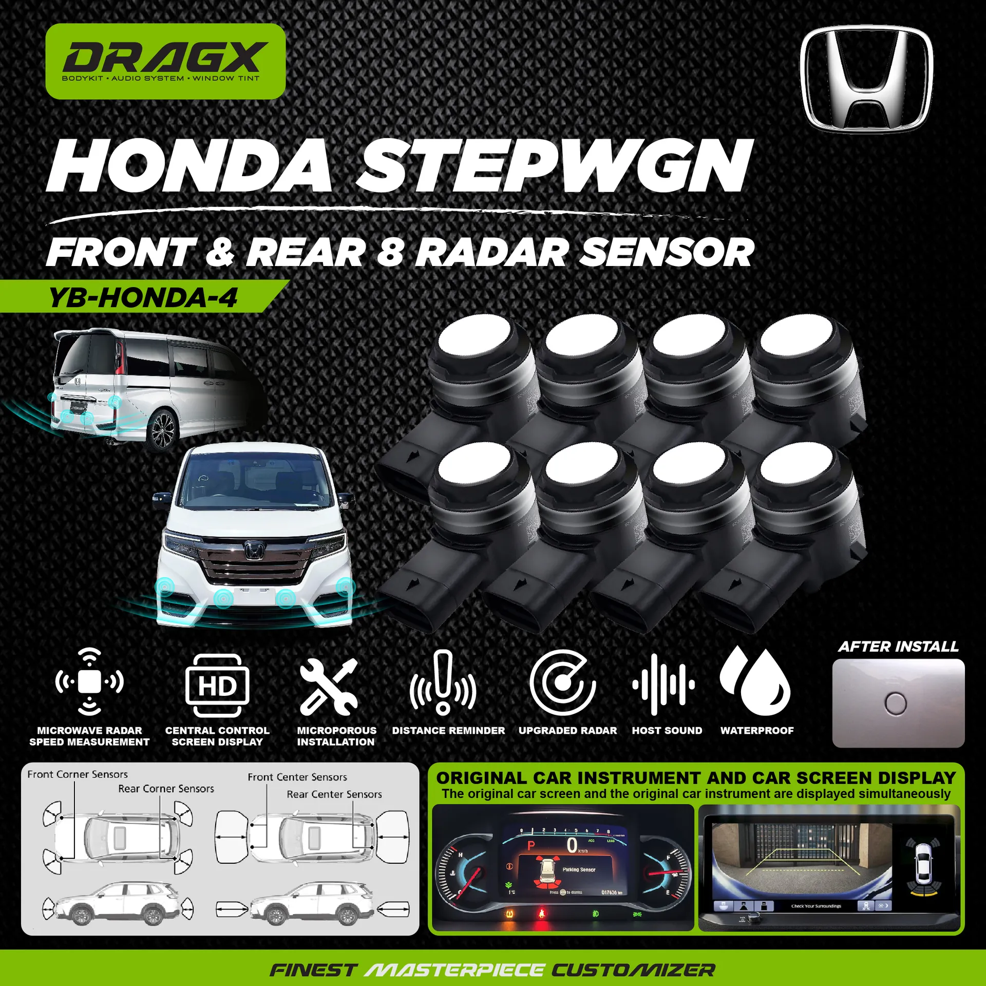 HONDA STEPWGN FRONT & REAR 8 RADAR SENSOR