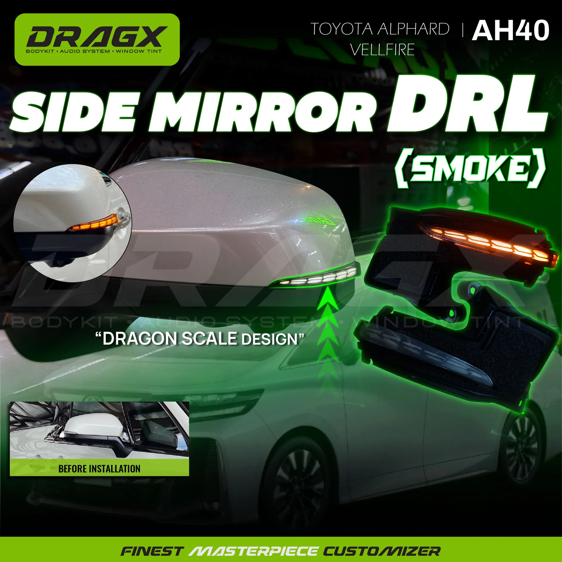 TOYOTA AH40 SIDE MIRROR DRL SMOKE | ALPHARD VELLFIR