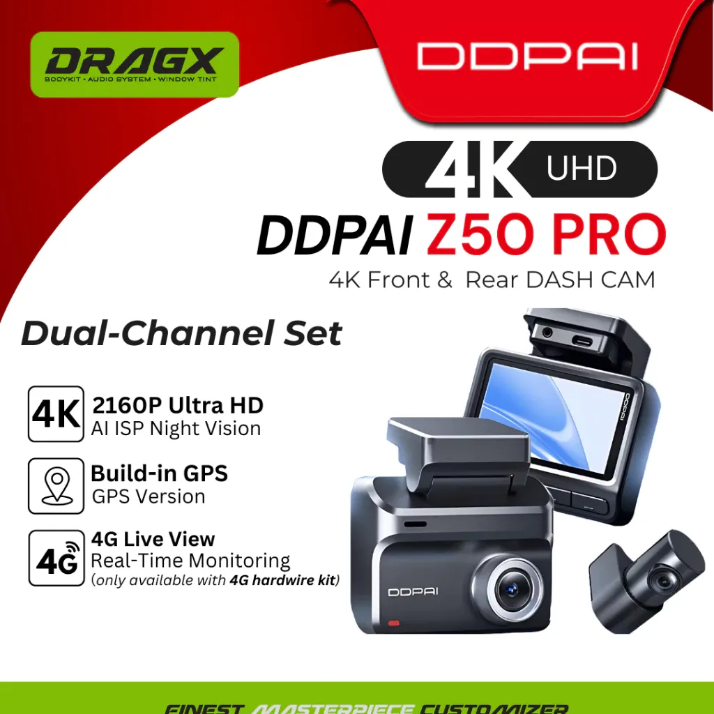 DDPAI Z50 PRO DUAL-CHANNEL SET 4K ULTRA HD F/R+GPS+OBD ！