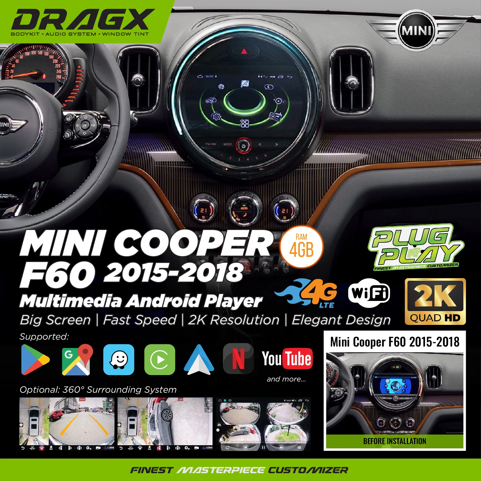 Mini Cooper F60 2015-2018 Multimedia Android Player
