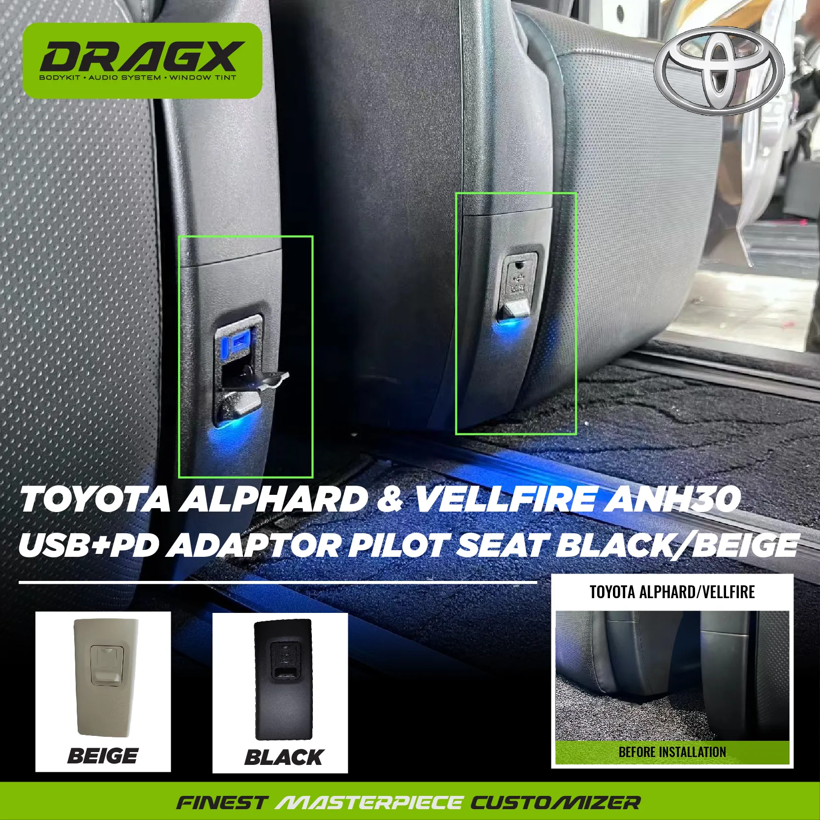 USB+ADAPTOR PILOT SEAT BLACK & BEIGE AGH30