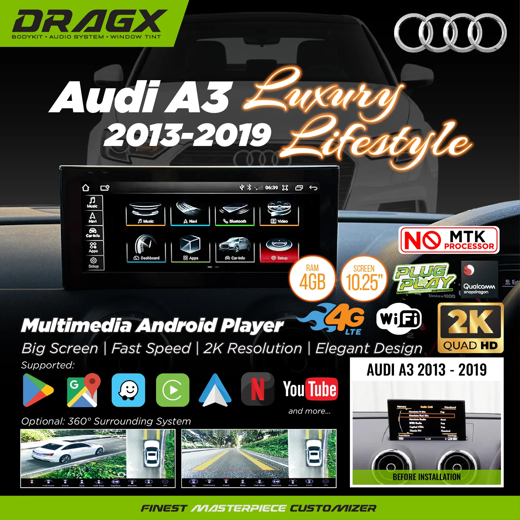 Audi A3 2013-2019 Multimedia Android Player