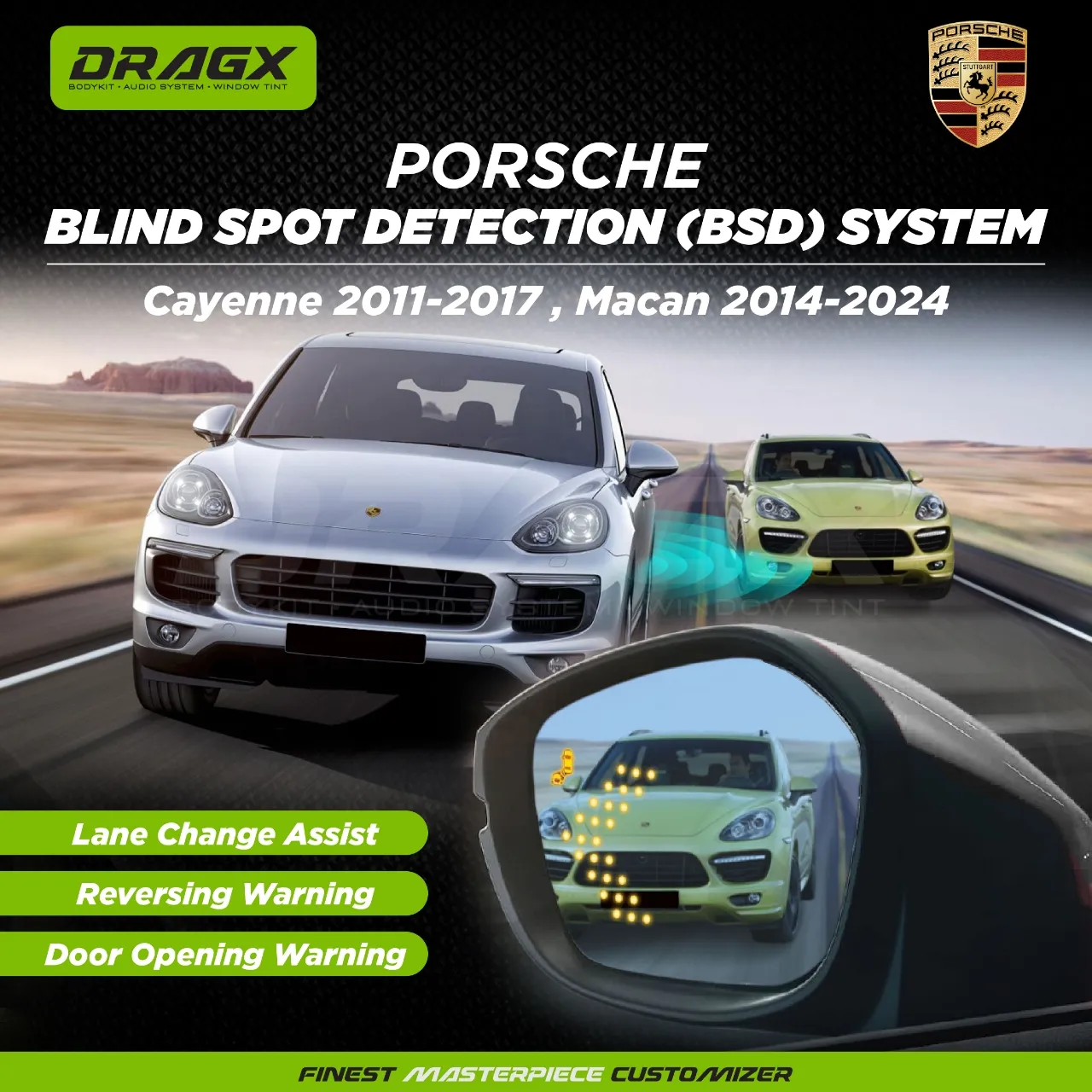 BLIND SPOT DETECTION (BSD) SYSTEM-PORSCHE(Cayenne 2011-2017, Macan 2014-2024)