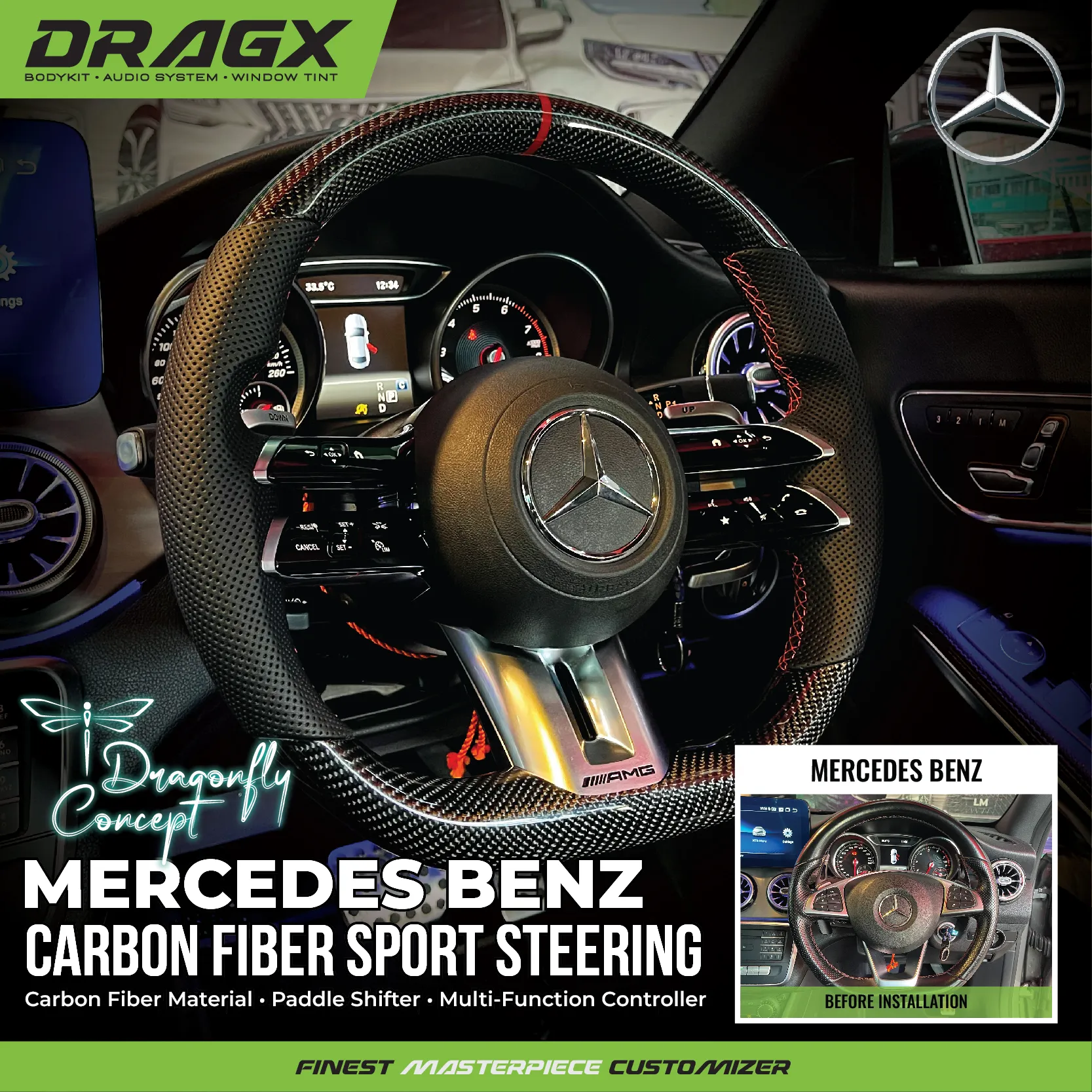 Mercedes Benz Carbon Fibre Sport Steering