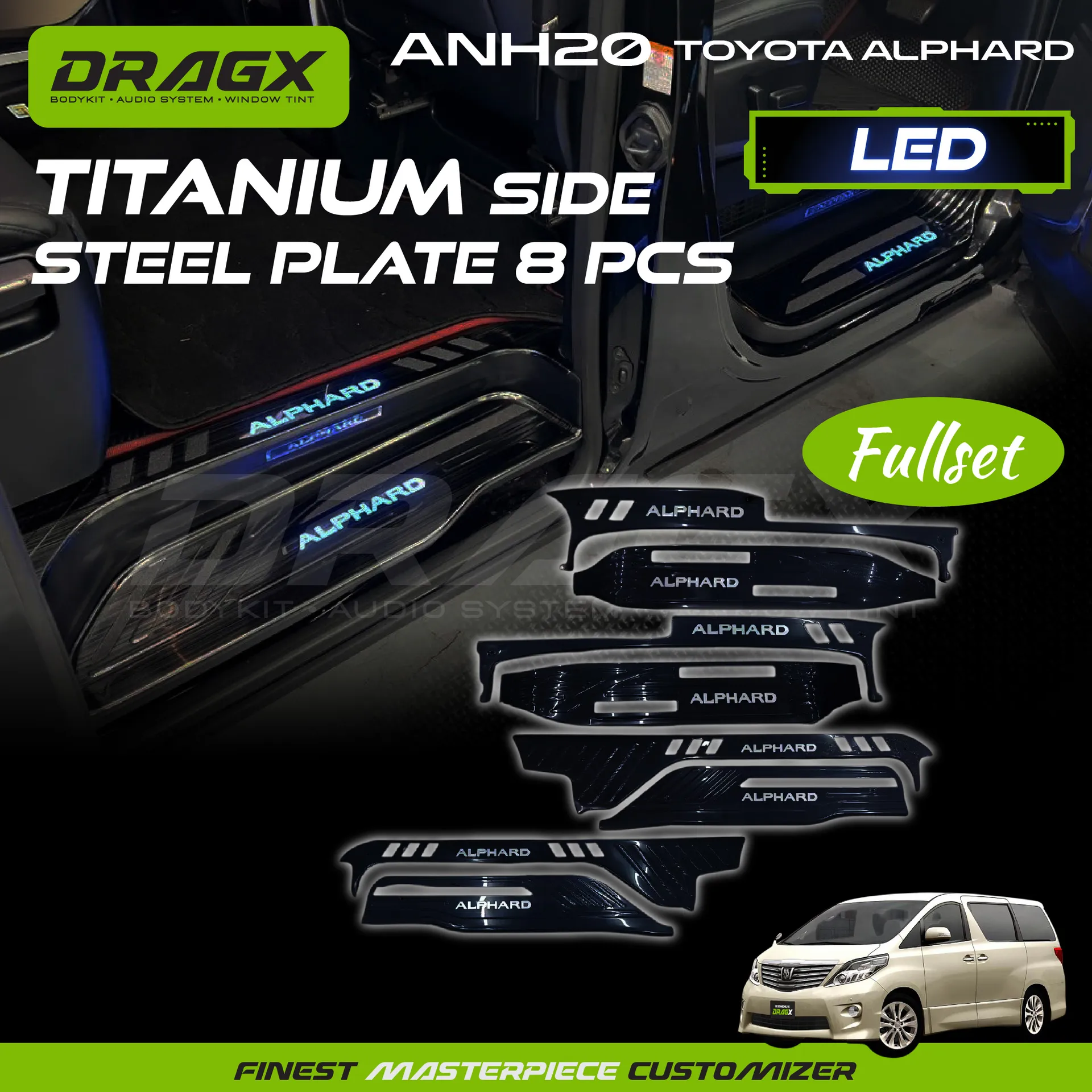 SIDE STEEL PLATE TITANIUM 8 PCS ALPHARD ANH20 -Out of Stock-