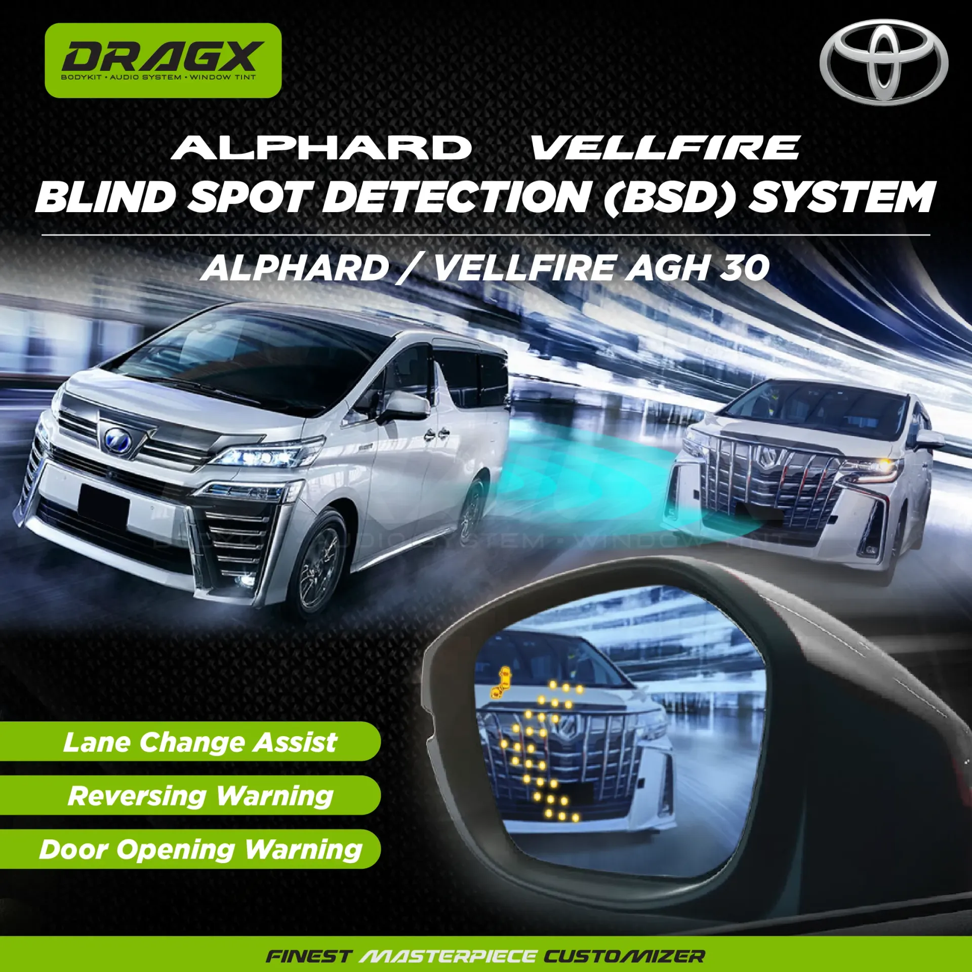 BLIND SPOT DETECTION (BSD) SYSTEM TOYOTA ALPHARD/VELLFIRE AGH30