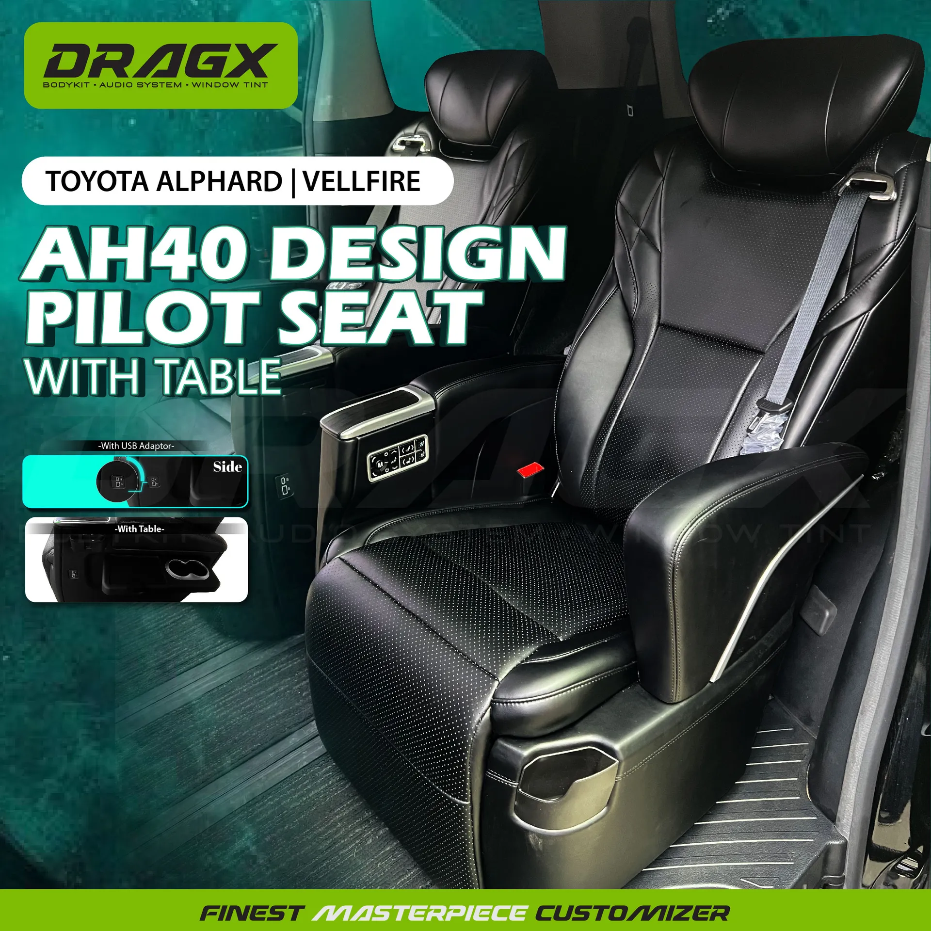 TOYOTA AH40 DESIGN PILOT SEAT WITH TABLE 1 PAIR | ALPHARD/VELLFIRE