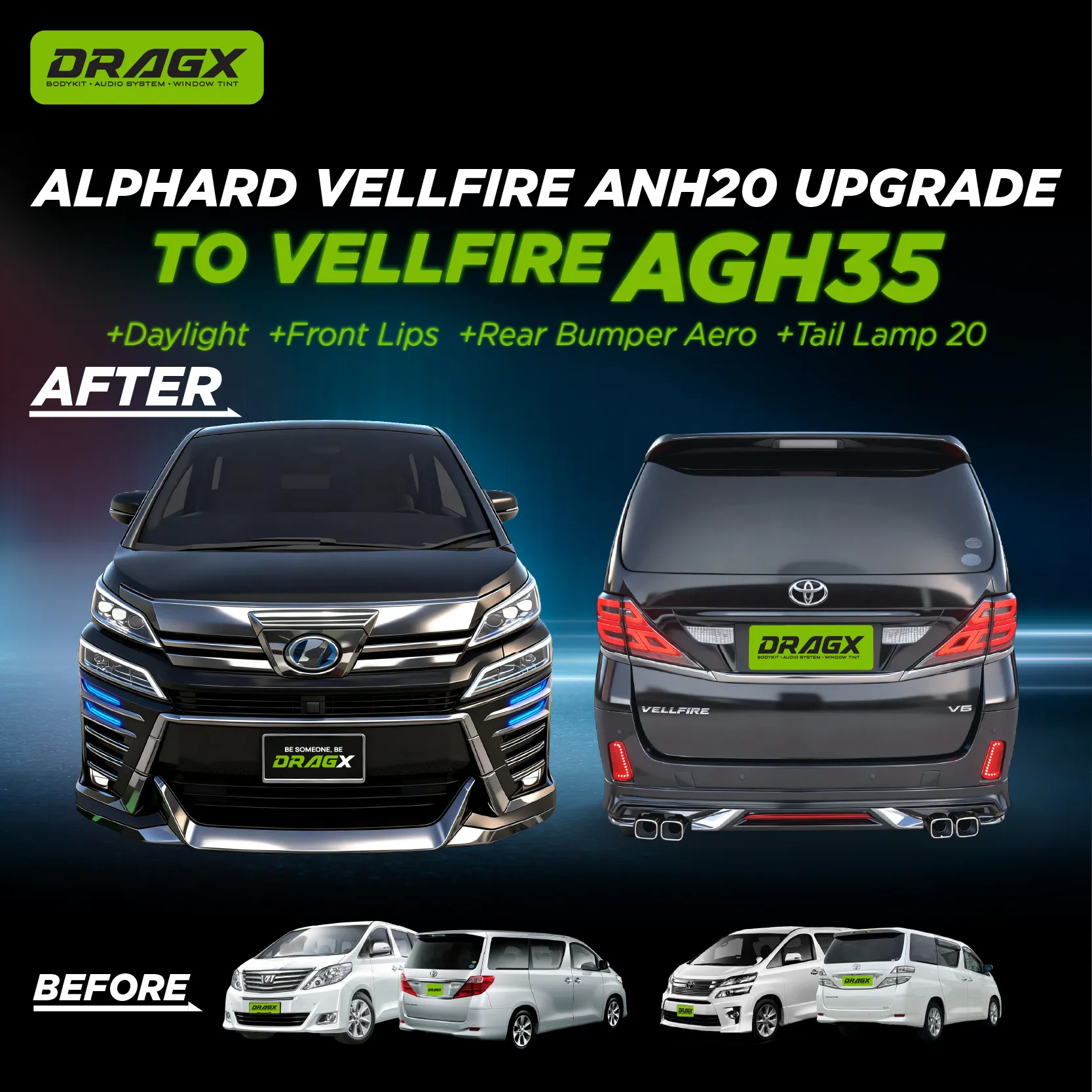  ANH20 → AGH35 Conversion Kit 4 – Front & Rear Bumper