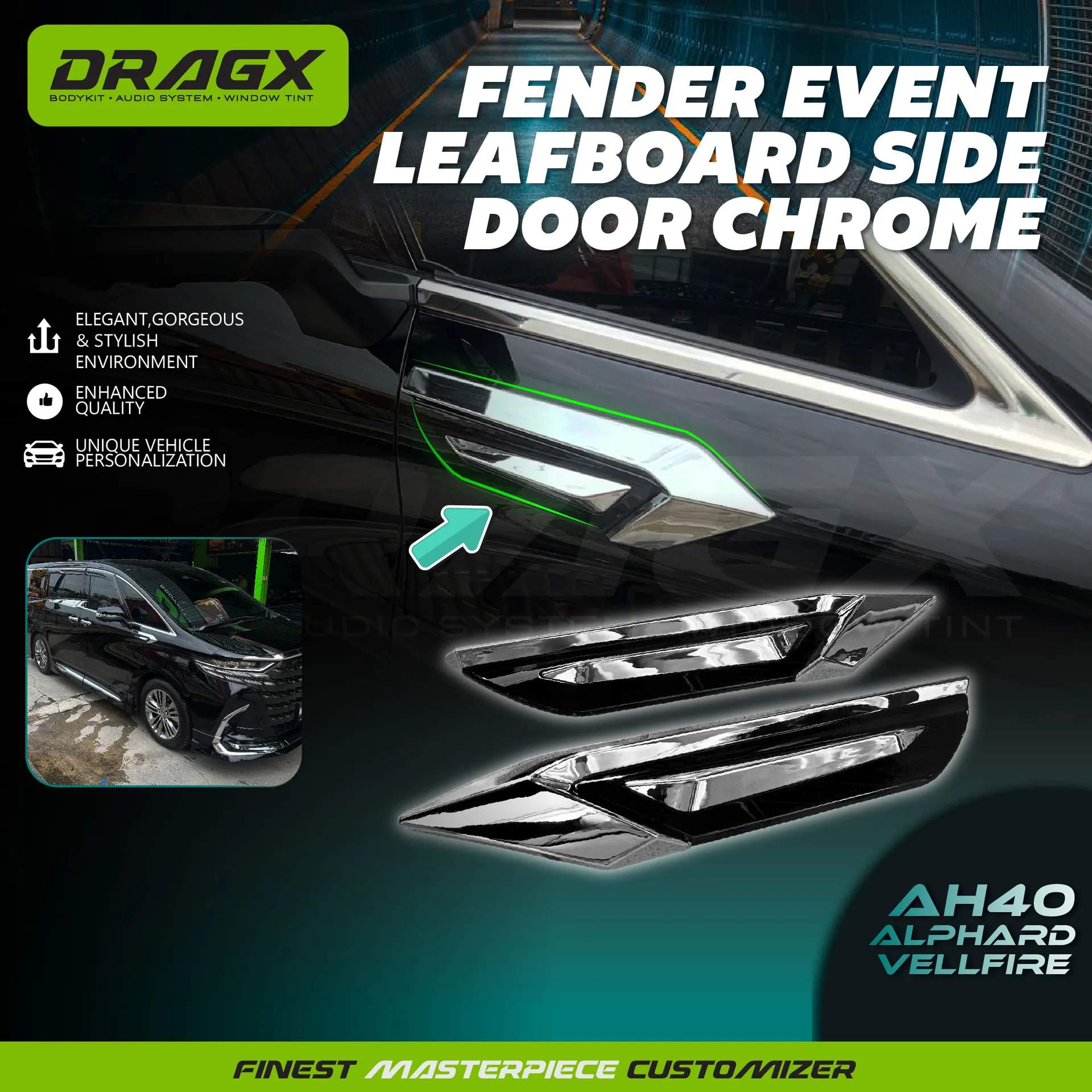 TOYOTA AH40 FENDER EVENT LEAFBOARD SIDE DOOR CHROME TOYOTA ALPHARD VELLFIRE