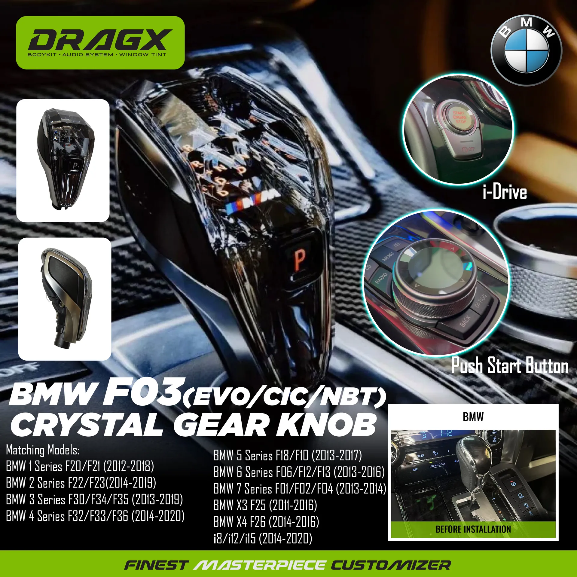 BMW F03 (EVO_CIC_NBT) Crystal Gear Knob