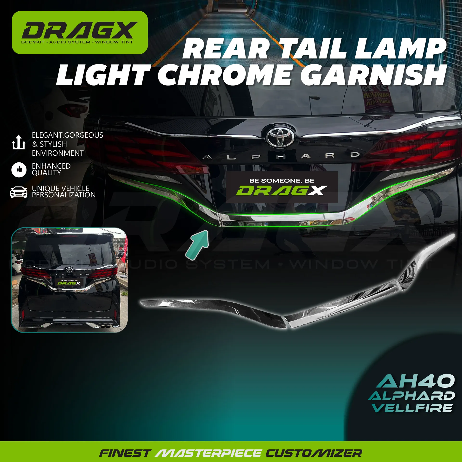 REAR TAIL LAMP LIGHT CHROME GARNISH VELLFIRE/ALPHARD AH40 