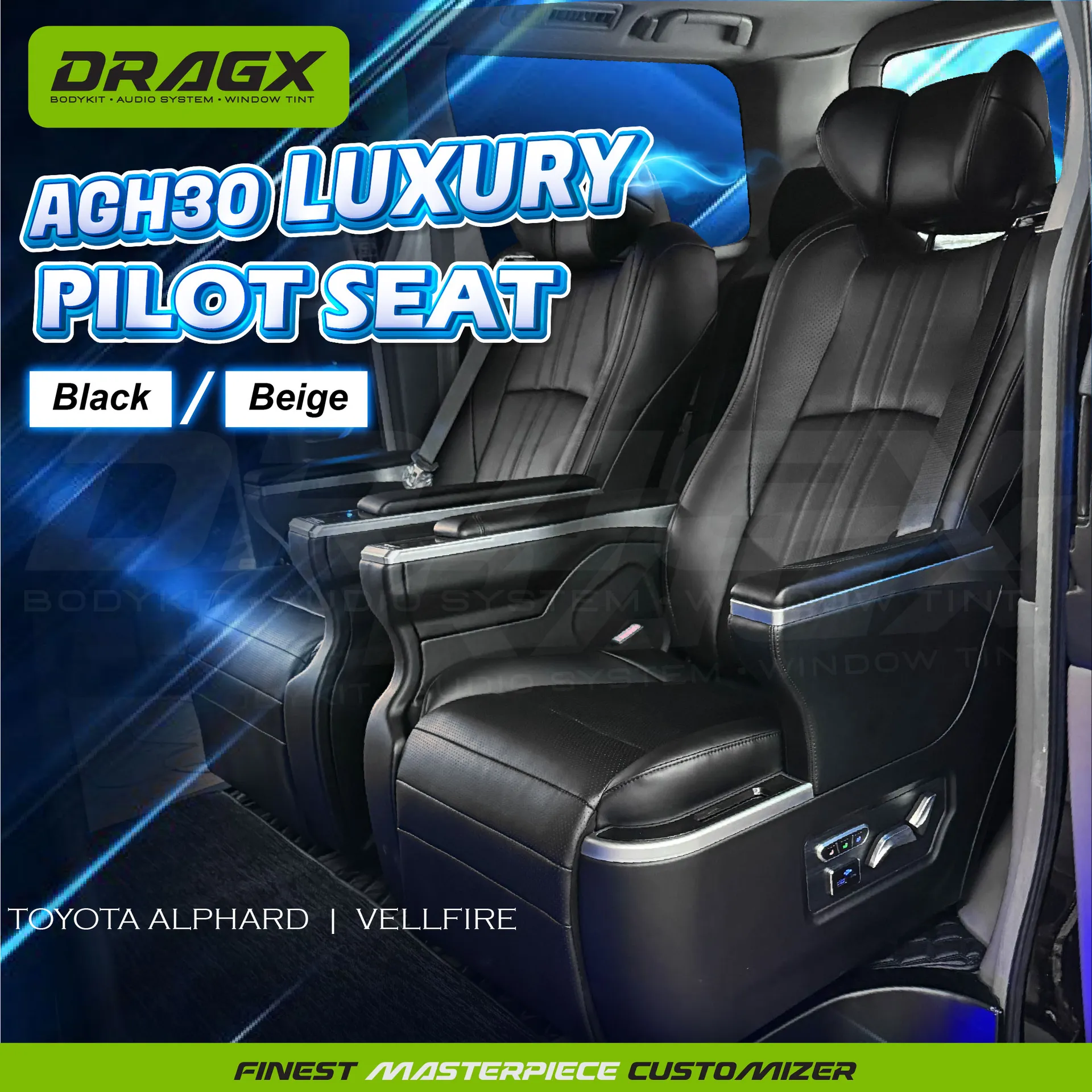 TOYOTA ANH30 LUXURY PILOT SEAT 1SET(2) BLACK/BEIGE | ALPHARD VELLFIRE