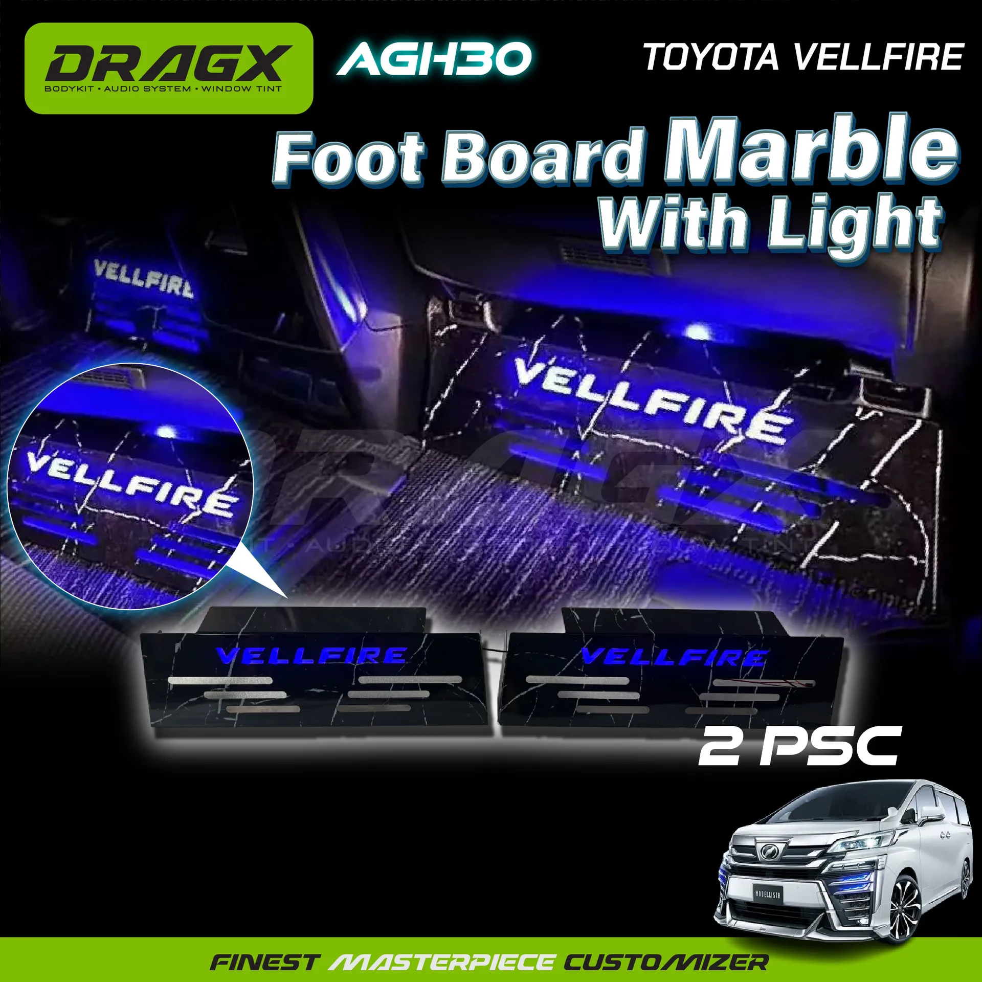 Foot Board Marble With Light AGH30 2 pcs 